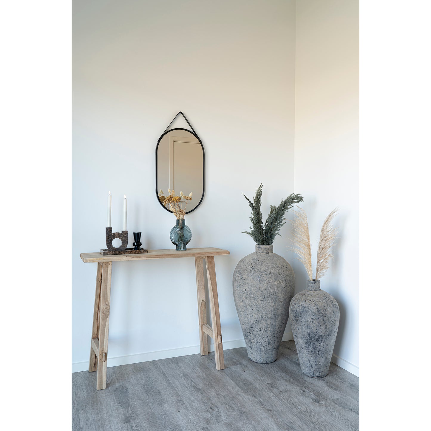 Trapani Spejl - Spejl, Stål/Kunstlæder, Sort, 35X60 Cm ⎮ 5713917018185 ⎮ 4001080