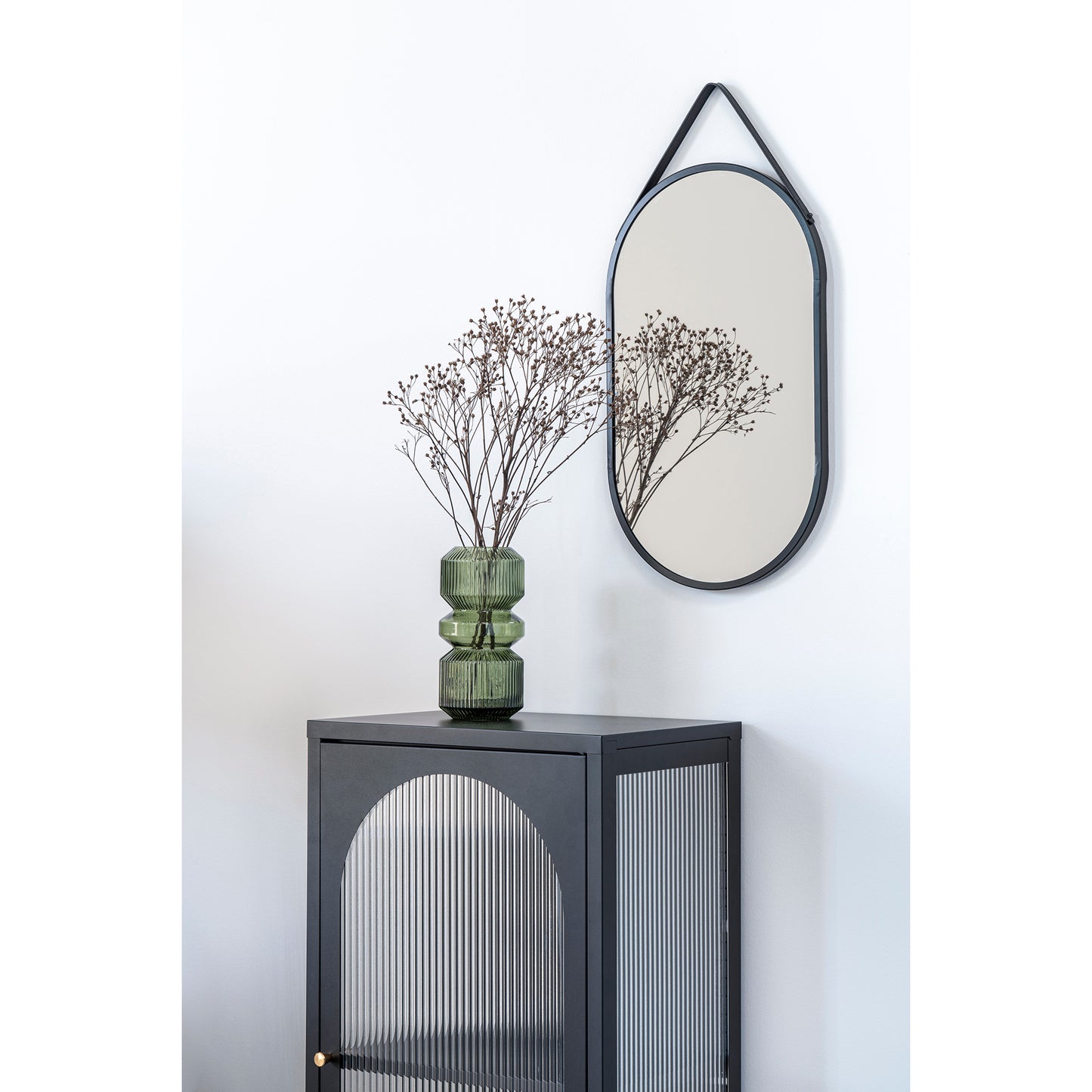 Trapani Spejl - Spejl, Stål/Kunstlæder, Sort, 35X60 Cm ⎮ 5713917018185 ⎮ 4001080