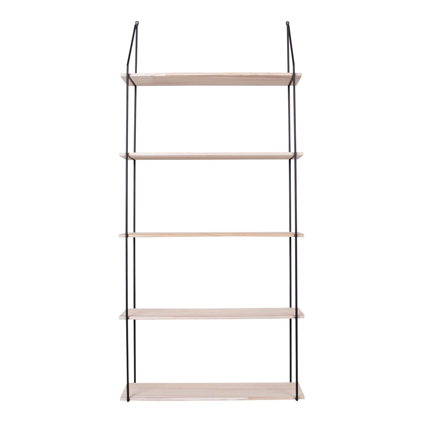 Eindhoven Væghylde - Væghylde, 5 Træhylder, Sort Ramme 65X17X145 Cm ⎮ 5713917002412 ⎮ 4291080