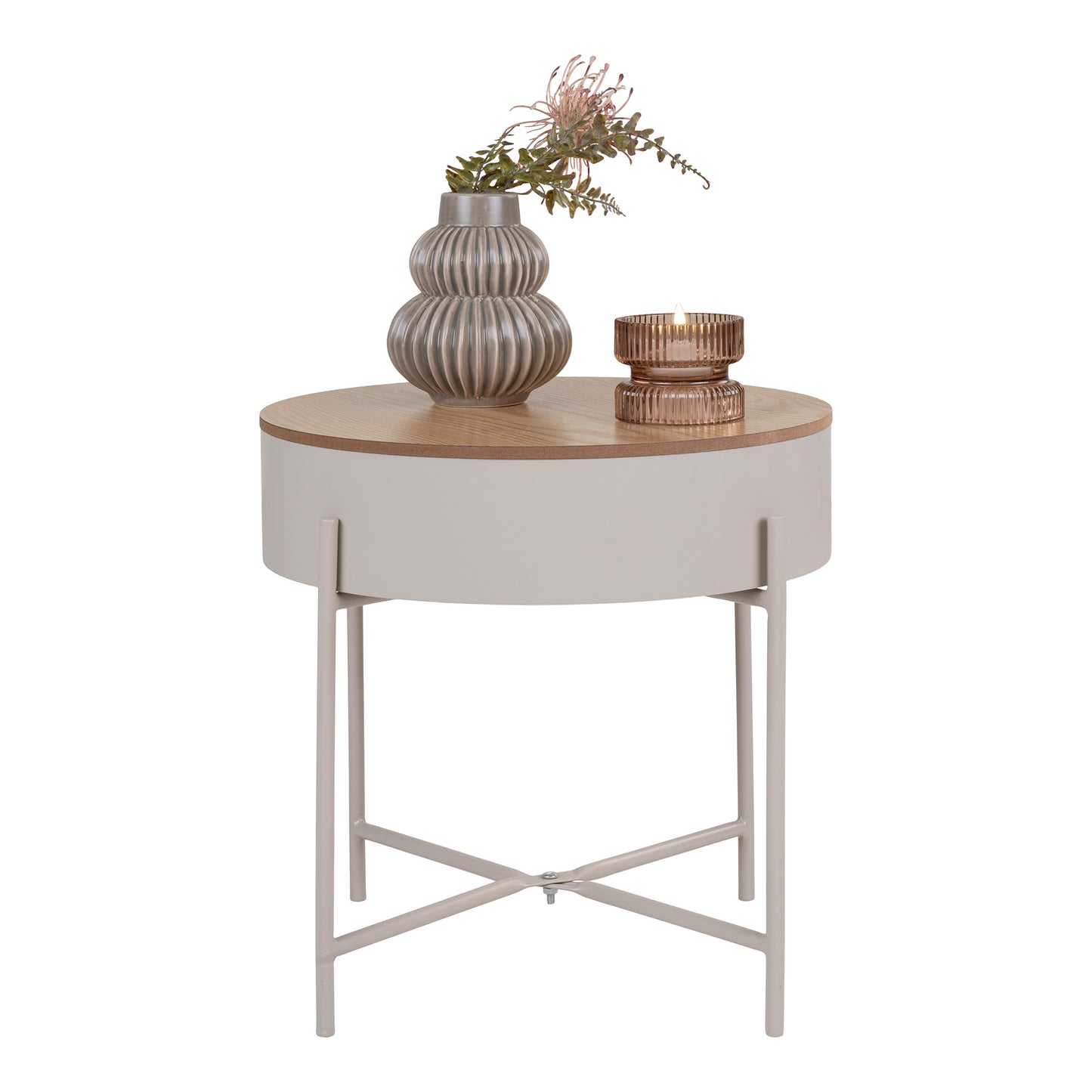 Sisco Hjørnebord - Hjørnebord, Beige Stel, Natur Top Ø40X40 Cm ⎮ 5713917025138 ⎮ 4293000