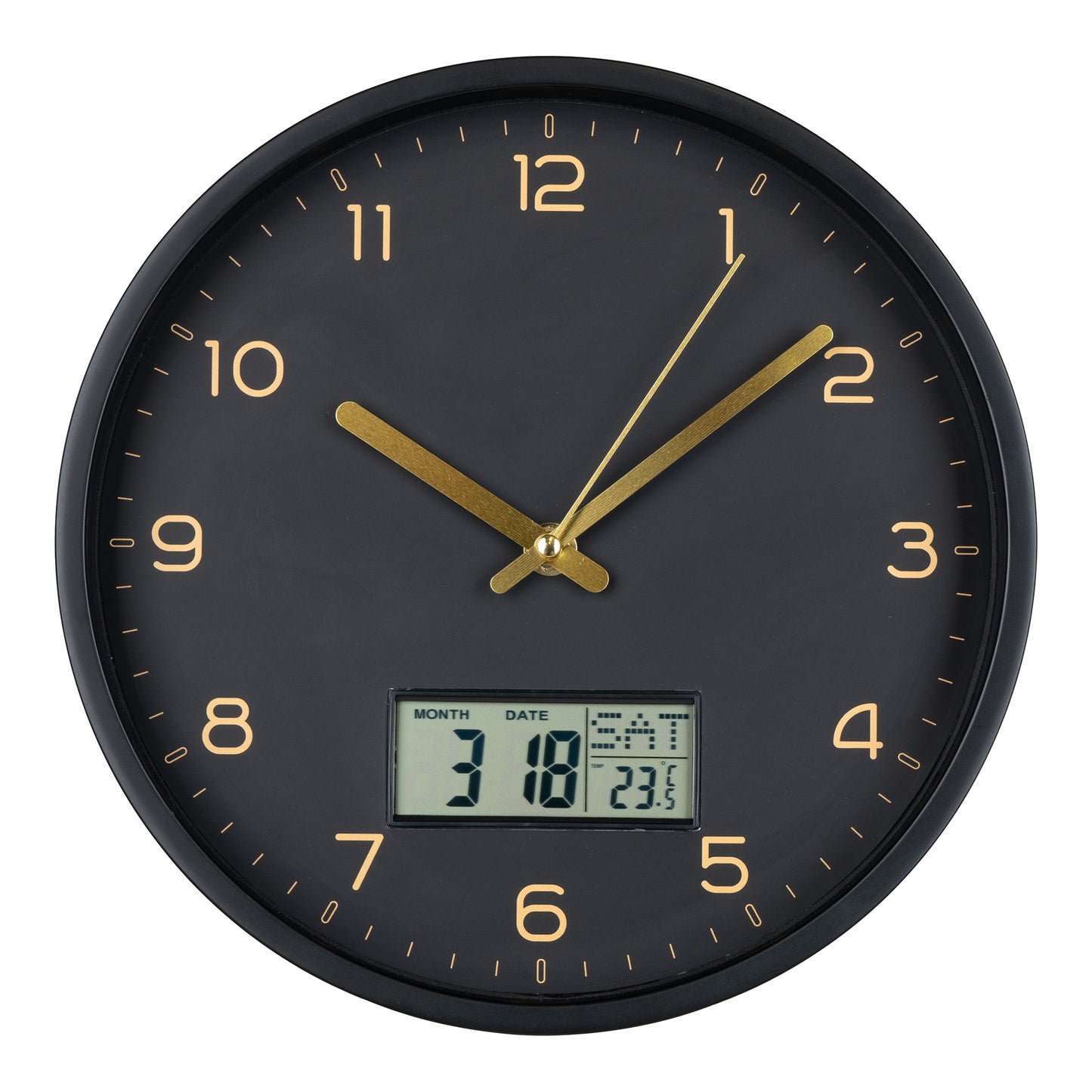 Amiens Vægur - Vægur Med Digital Display, Sort, Lydløs Ø25 Cm ⎮ 5713917022991 ⎮ 4361115
