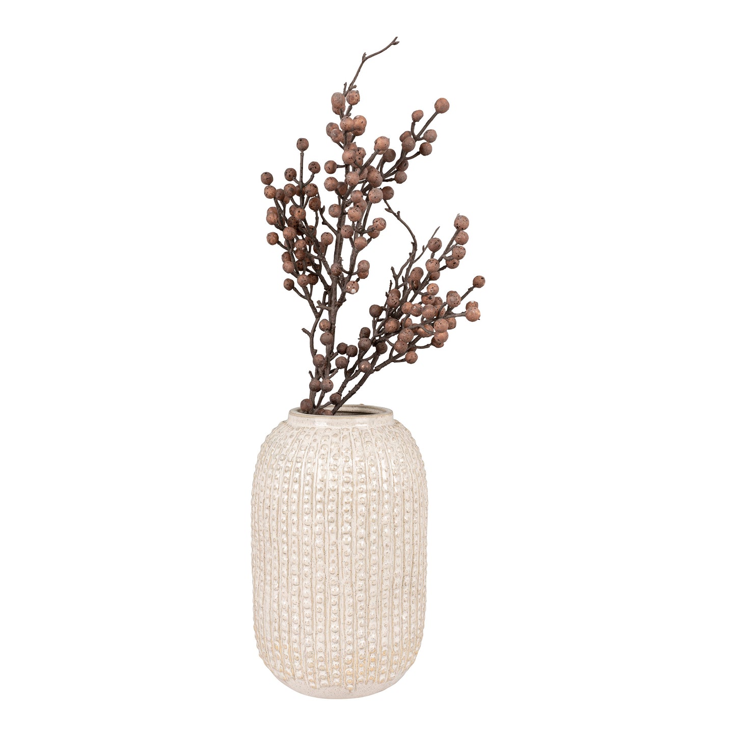 Vase - Vase I Keramik, Beige Med Mønster, Rund, Ø16X25,5 Cm ⎮ 5713917022090 ⎮ 4441751