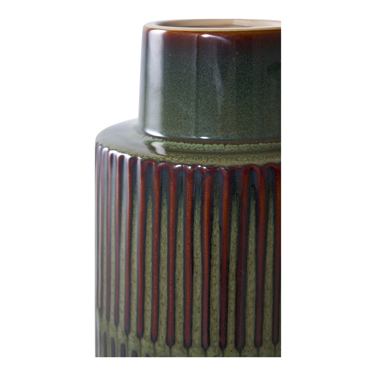 Vase - Vase, Keramik, Grøn/Brun Ø16X30 Cm ⎮ 5713917032198 ⎮ 4441779
