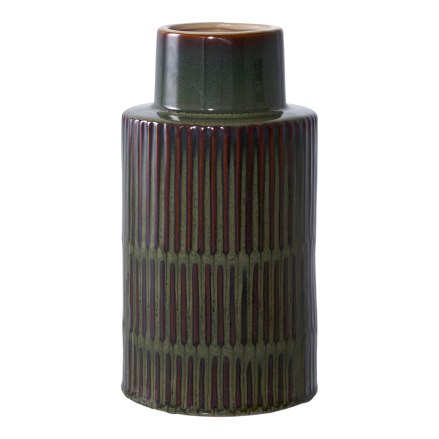 Vase - Vase, Keramik, Grøn/Brun Ø16X30 Cm ⎮ 5713917032198 ⎮ 4441779