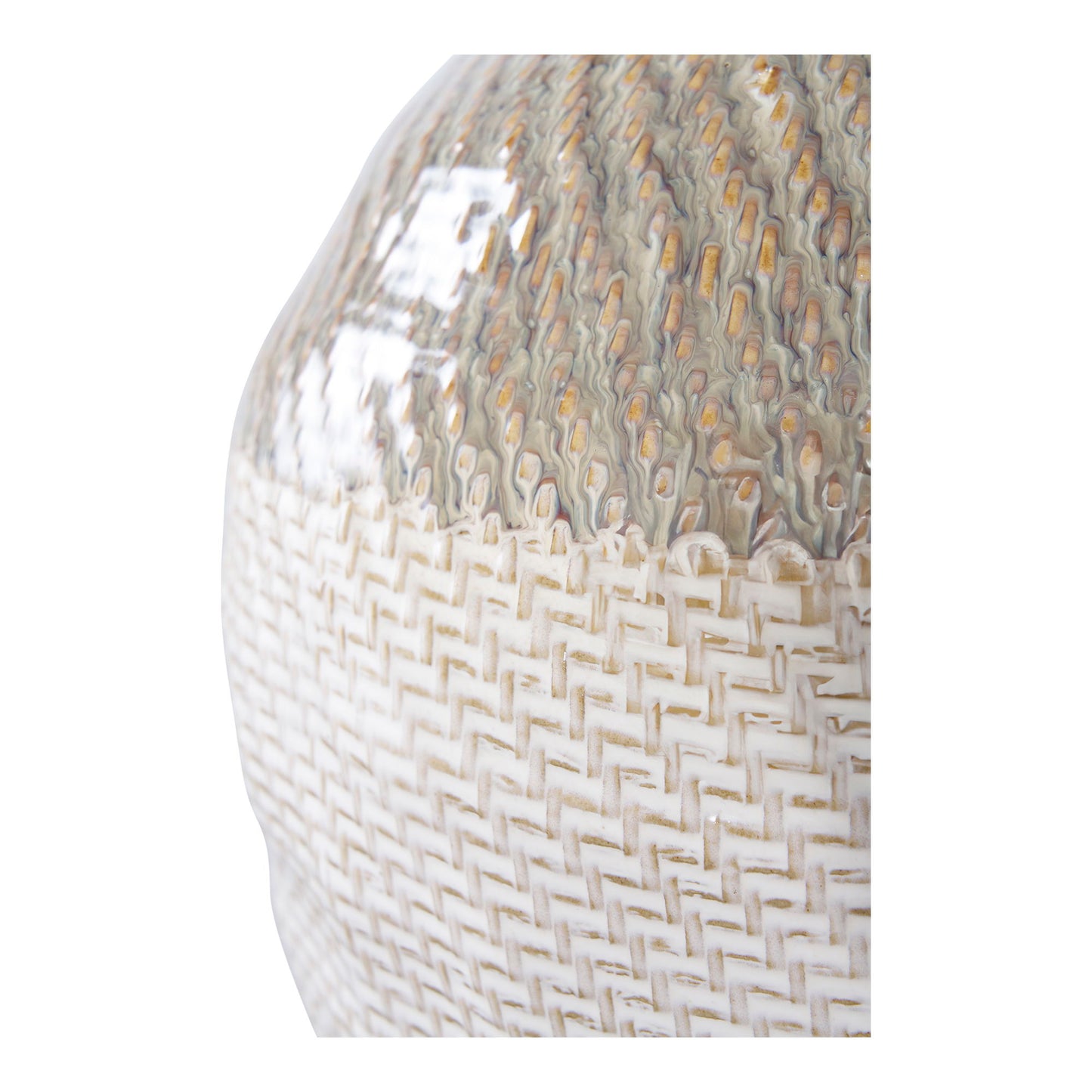 Vase - Vase, Keramik, Hvid/Grøn Ø26X30,5 Cm ⎮ 5713917033249 ⎮ 4441800