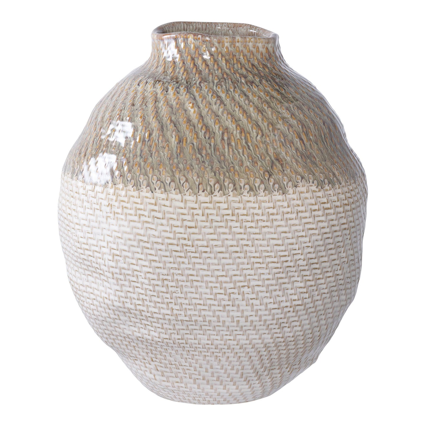 Vase - Vase, Keramik, Hvid/Grøn Ø26X30,5 Cm ⎮ 5713917033249 ⎮ 4441800