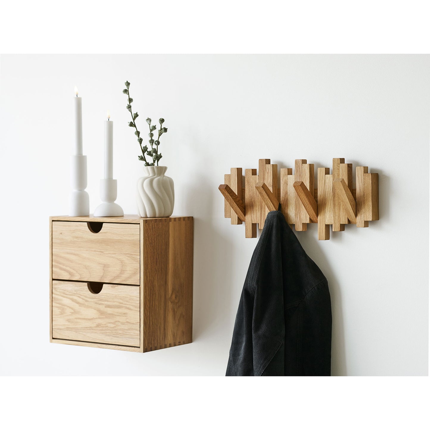 Caltra Knagerække - Knagerække, Egetræ, Natur 3X40X18 Cm ⎮ 5713917039739 ⎮ 4494055