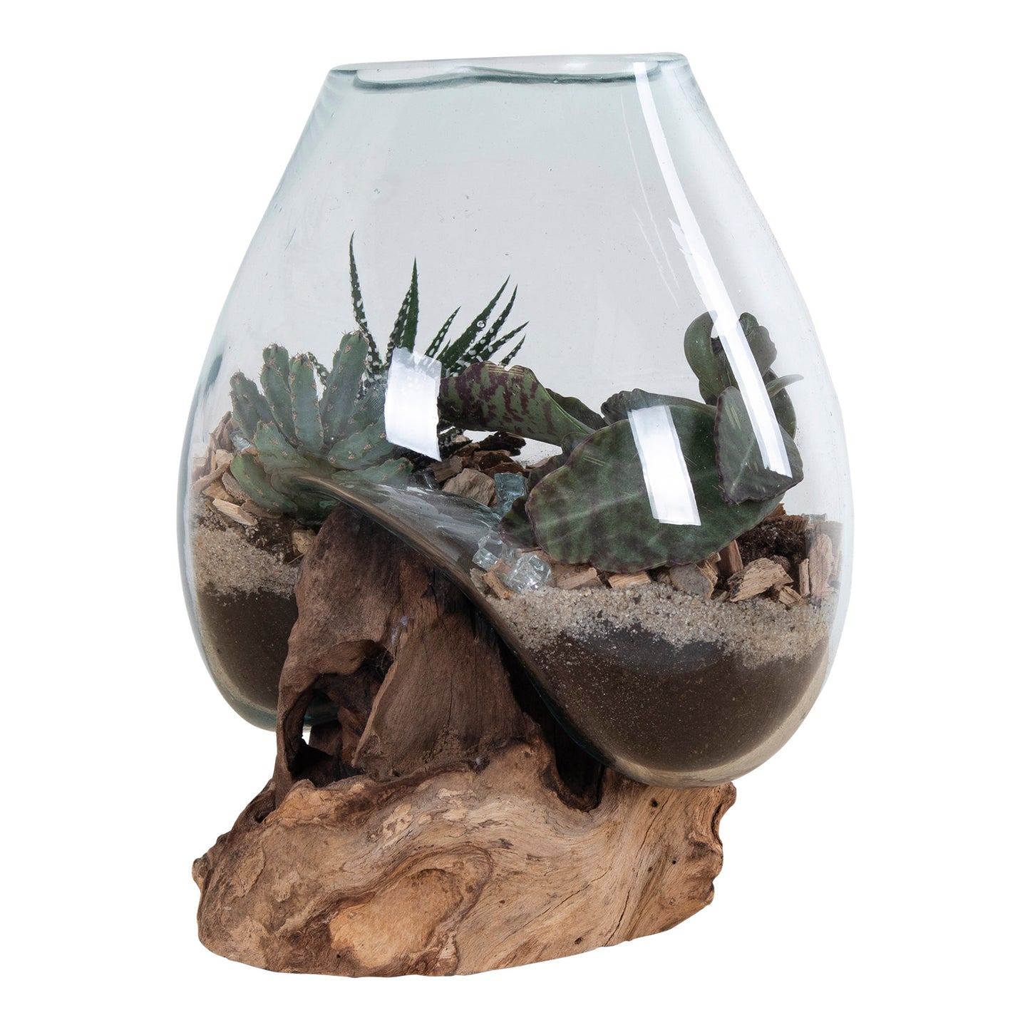 San Marino Waterdrop - Waterdrop, Teak/Glas, Natur H:15-20 Cm ⎮ 5713917009497 ⎮ 4501051