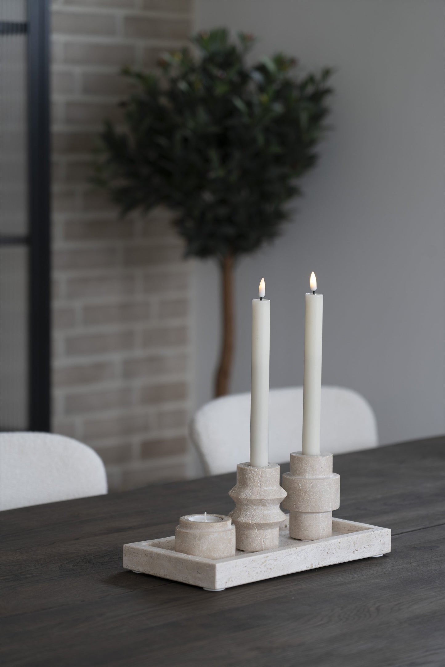 Lysestage - Lysestage, Travertin, Natur, Ø7X10 Cm ⎮ 5713917028528 ⎮ 4561047