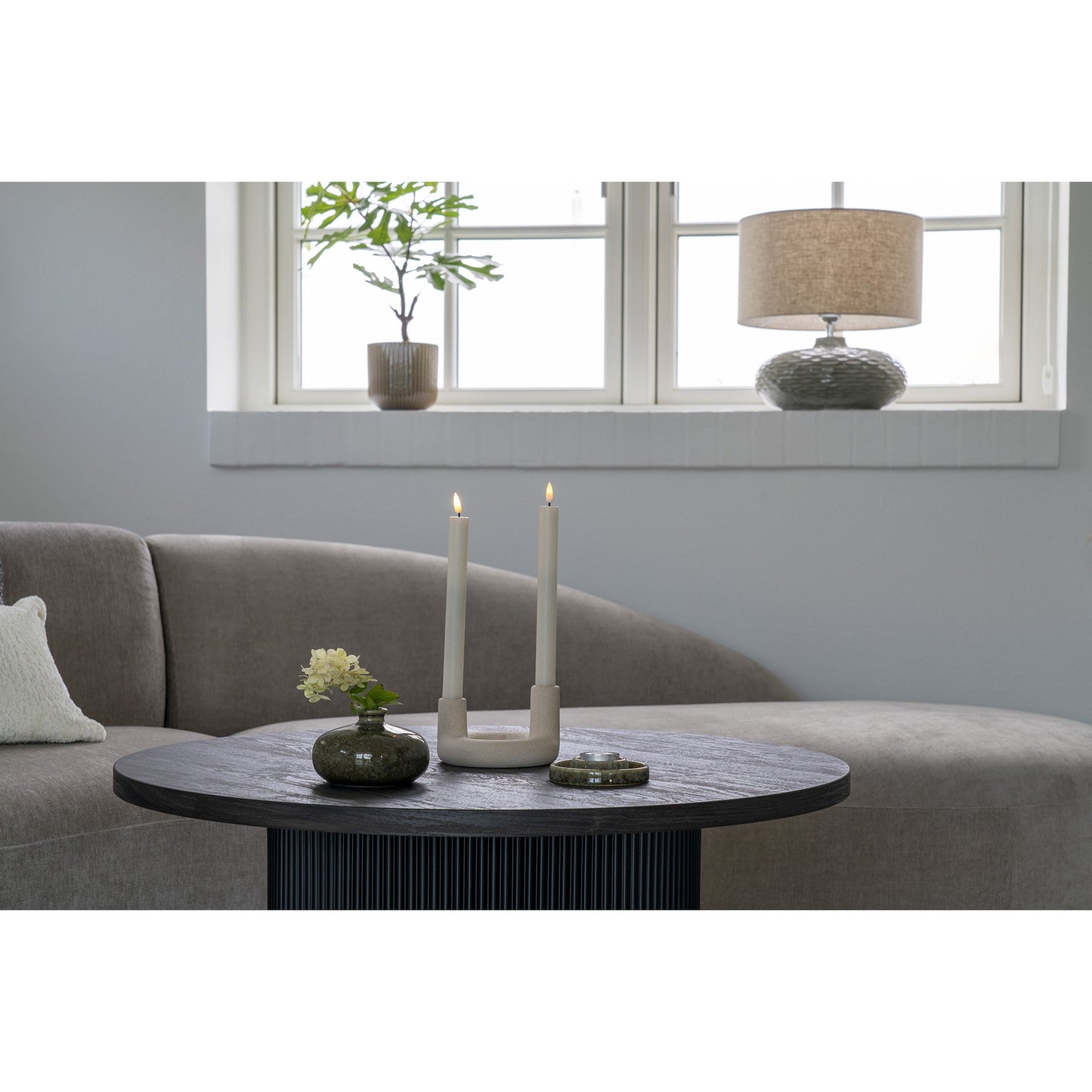 Lysestage - Lysestage, Keramik, Beige, Ø13X8,5 Cm ⎮ 5713917024551 ⎮ 4561178