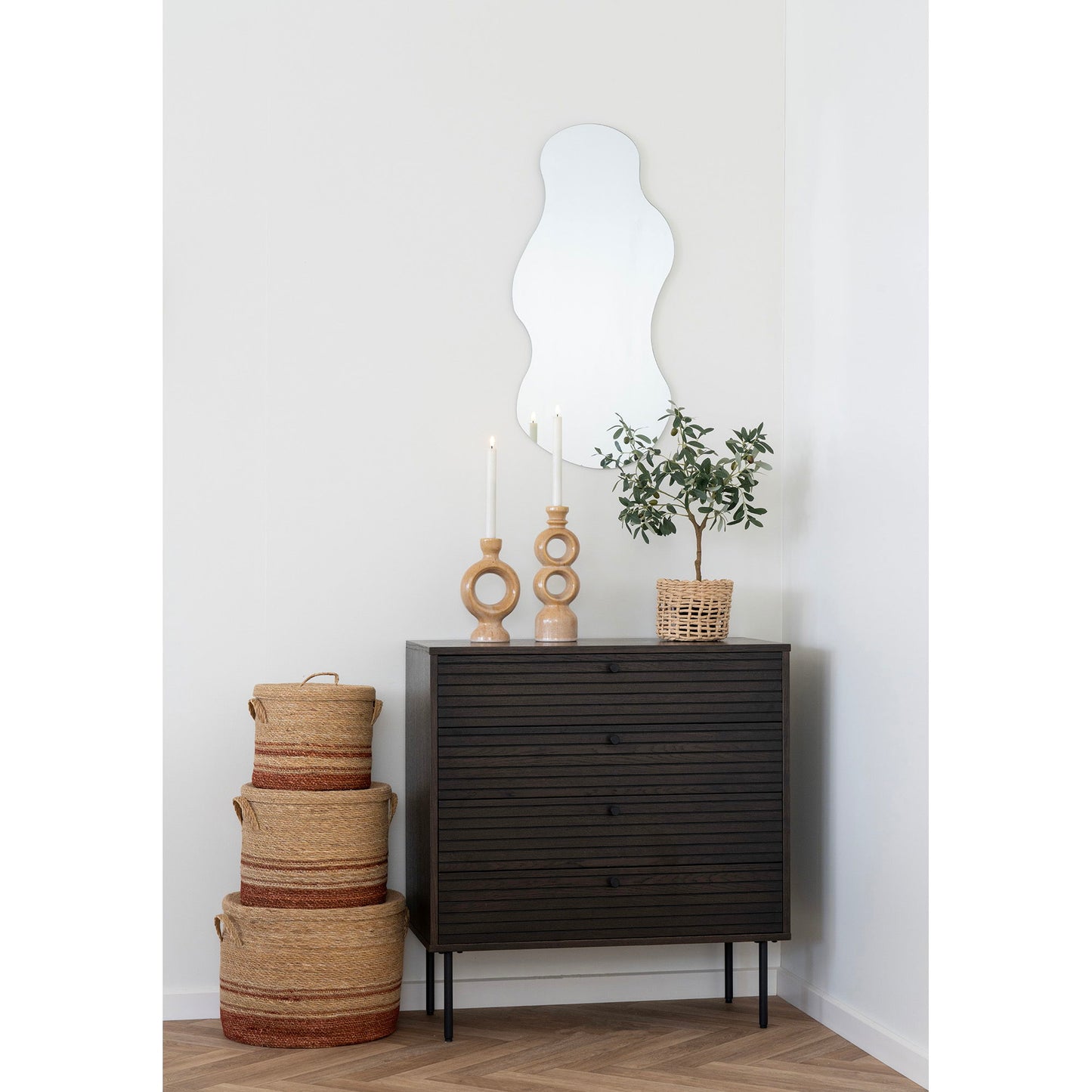 Lysestage - Lysestage, Keramik, Brun 10,7X9,5X30,5 Cm ⎮ 5713917034543 ⎮ 4561192