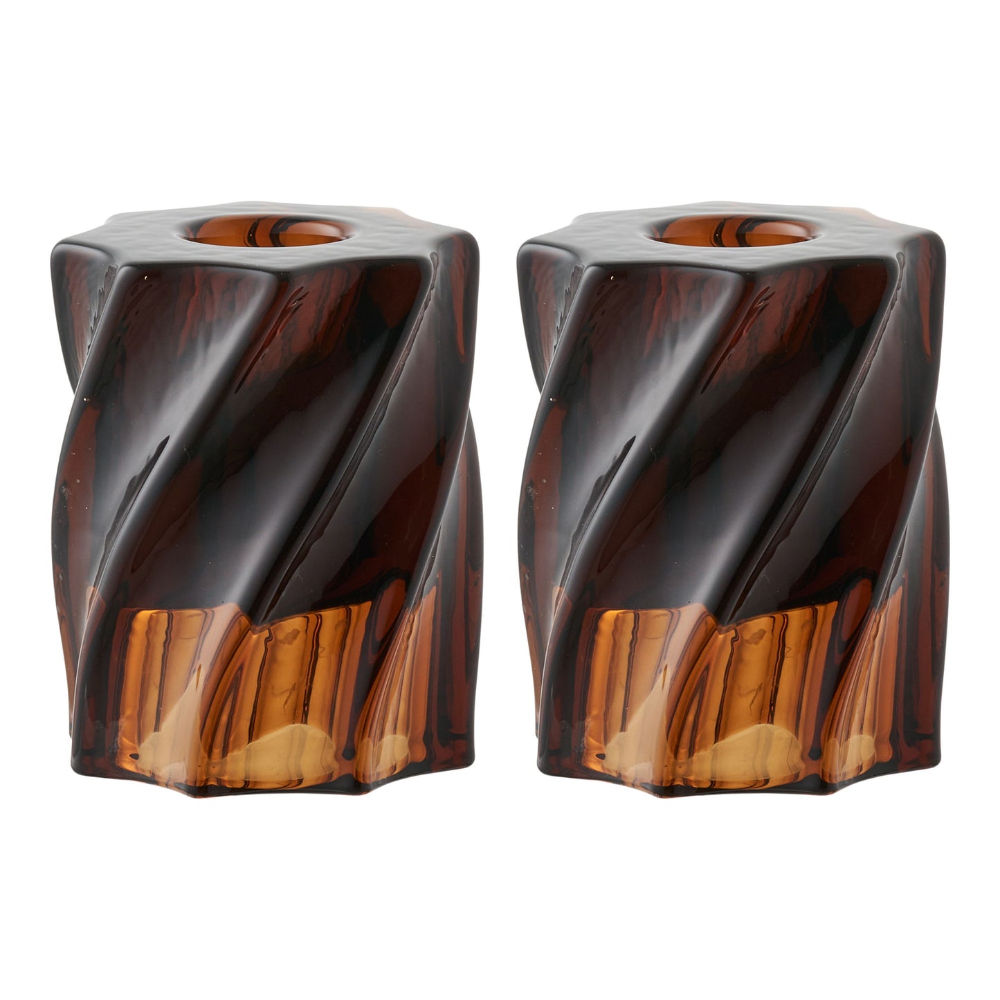 Lysestage - Lysestage, Glas, Smoked Brun Sæt Af 2 ⎮ 5713917035960 ⎮ 4561202