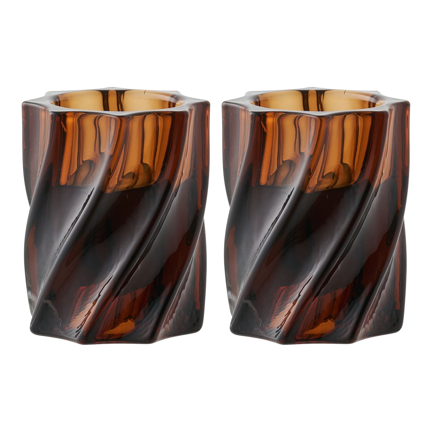 Lysestage - Lysestage, Glas, Smoked Brun Sæt Af 2 ⎮ 5713917035960 ⎮ 4561202
