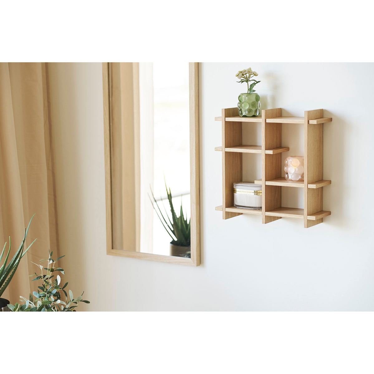 Lysestage - Lysestage, Glas, Beige/Grøn Sæt Af 2 ⎮ 5713917035977 ⎮ 4561203