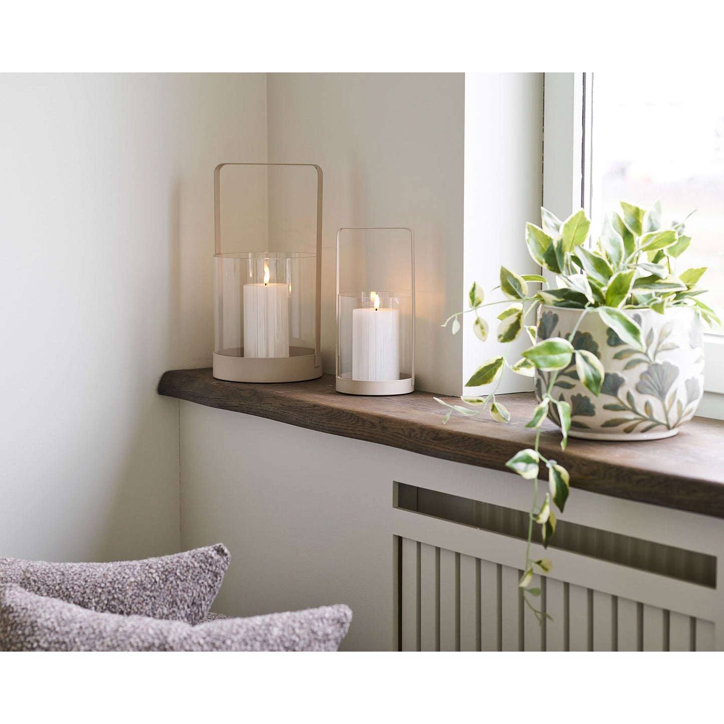 Hurricane Lysestage - Hurricane Lysestage, Glas/Metal, Beige, Sæt Af 2 ⎮ 5713917041503 ⎮ 6450005