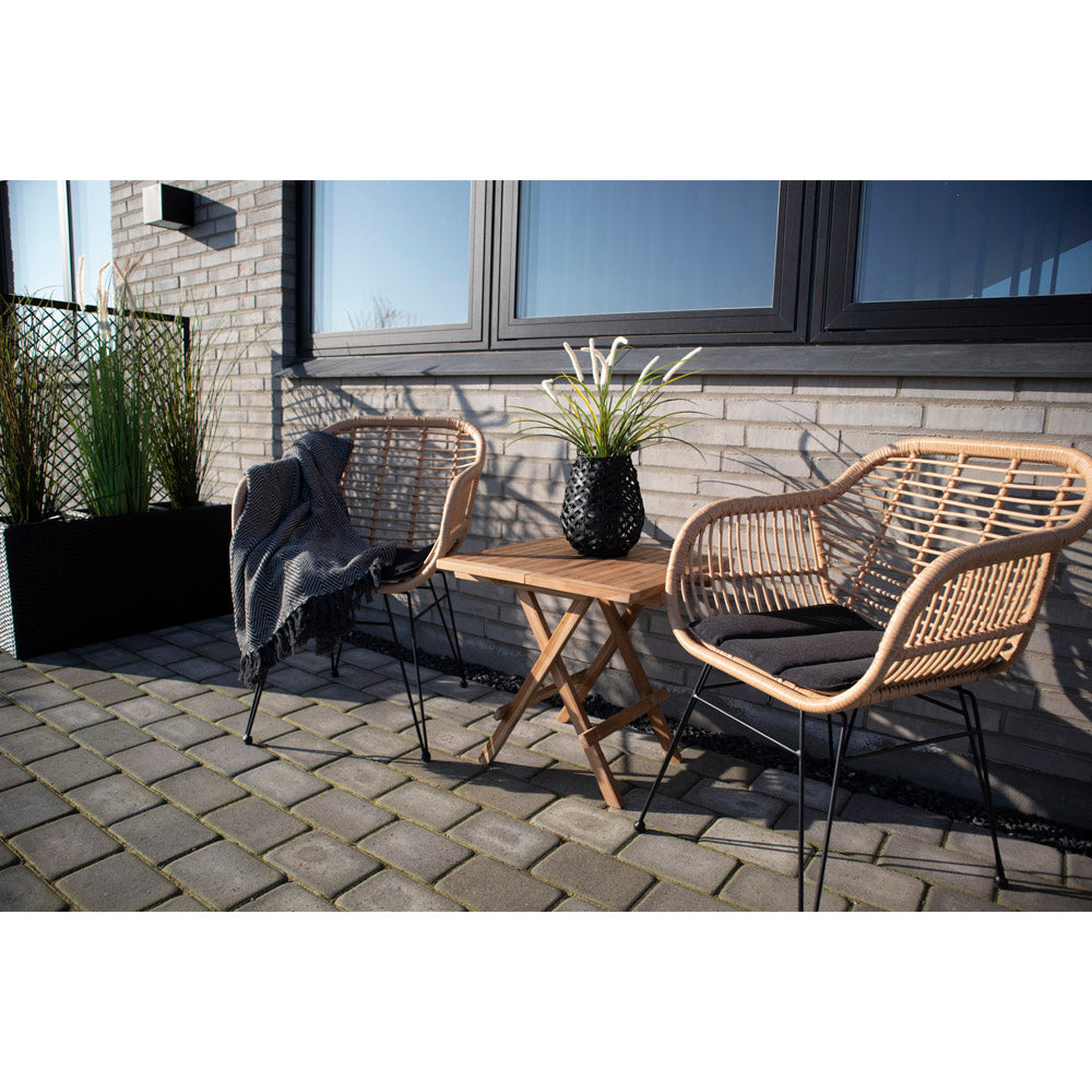 Trieste Stol - Stol I Polyrattan Med Hynde, Natur Med Sorte Ben ⎮ Sæt af 2 stk. ⎮ 5713917006762 ⎮ 7001050