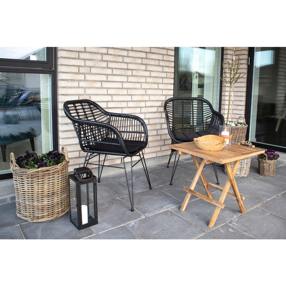 Trieste Stol - Stol I Polyrattan Med Hynde, Sort Med Sorte Ben ⎮ Sæt af 2 stk. ⎮ 5713917006779 ⎮ 7001051