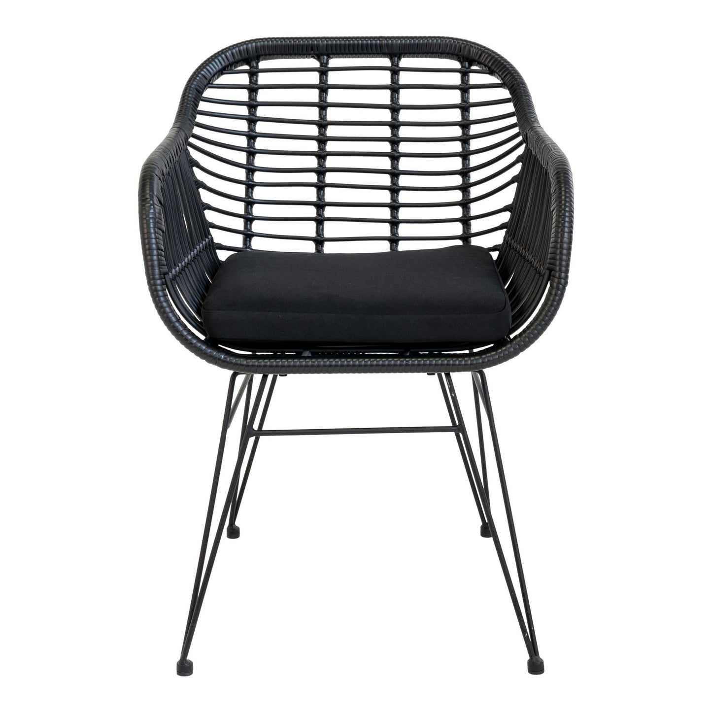 Trieste Stol - Stol I Polyrattan Med Hynde, Sort Med Sorte Ben ⎮ Sæt af 2 stk. ⎮ 5713917006779 ⎮ 7001051
