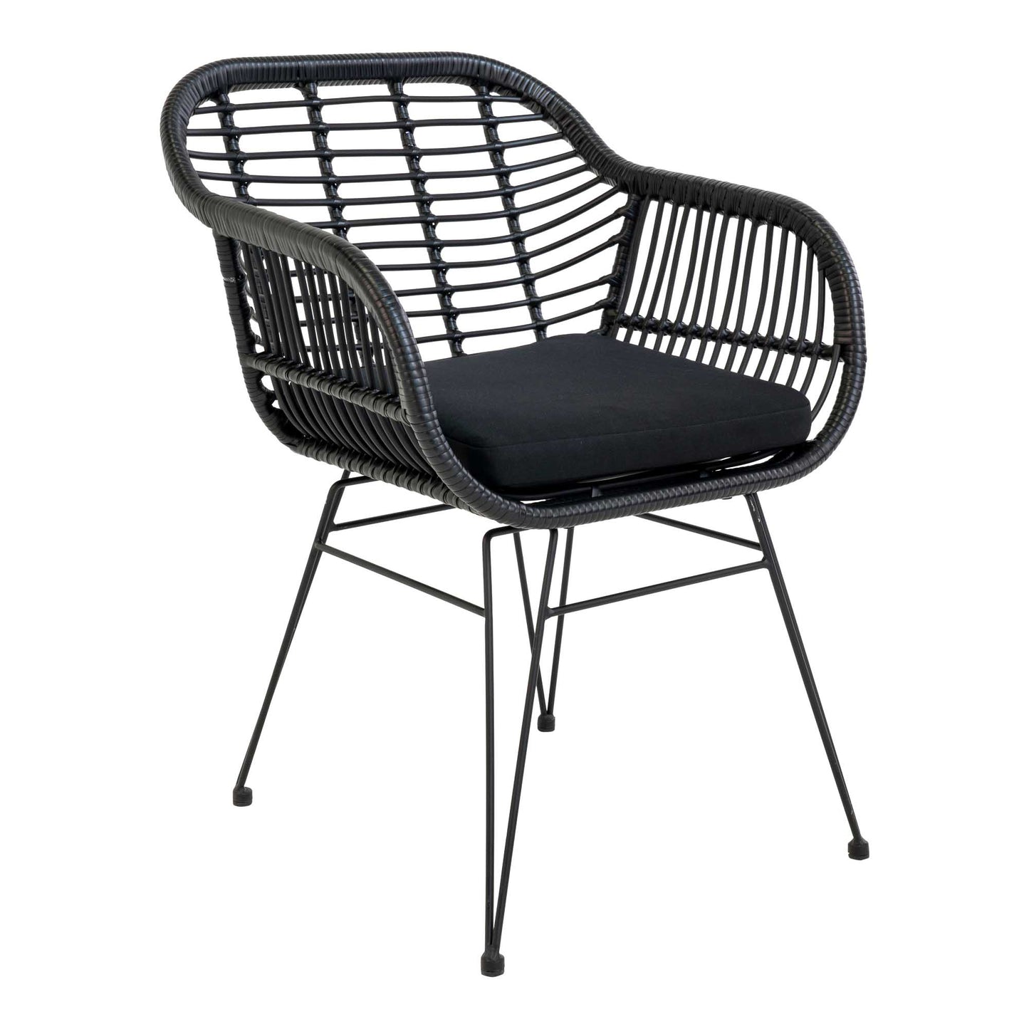 Trieste Stol - Stol I Polyrattan Med Hynde, Sort Med Sorte Ben ⎮ Sæt af 2 stk. ⎮ 5713917006779 ⎮ 7001051