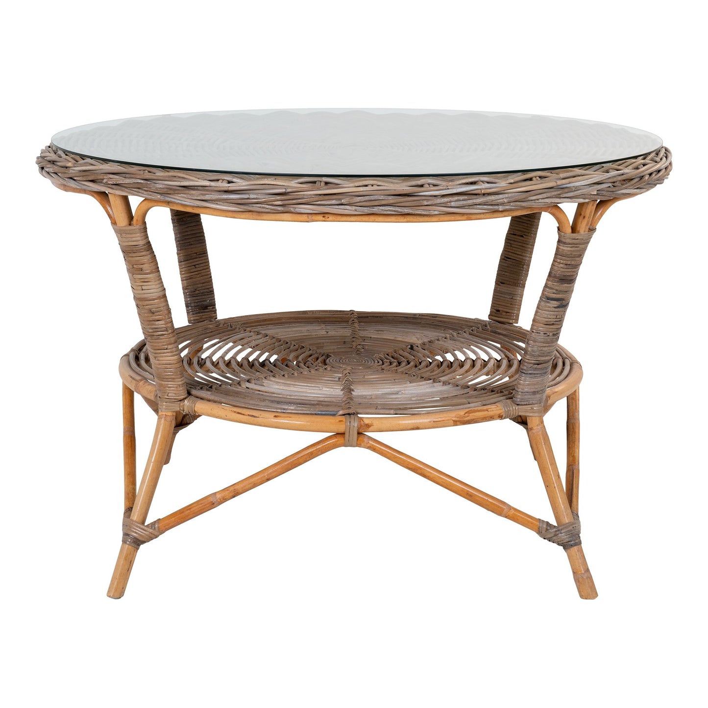 Larisa Spisebord - Spisebord, Kubu Rattan/Glas, Gråø120X77 Cm ⎮ 5713917027286 ⎮ 7001118