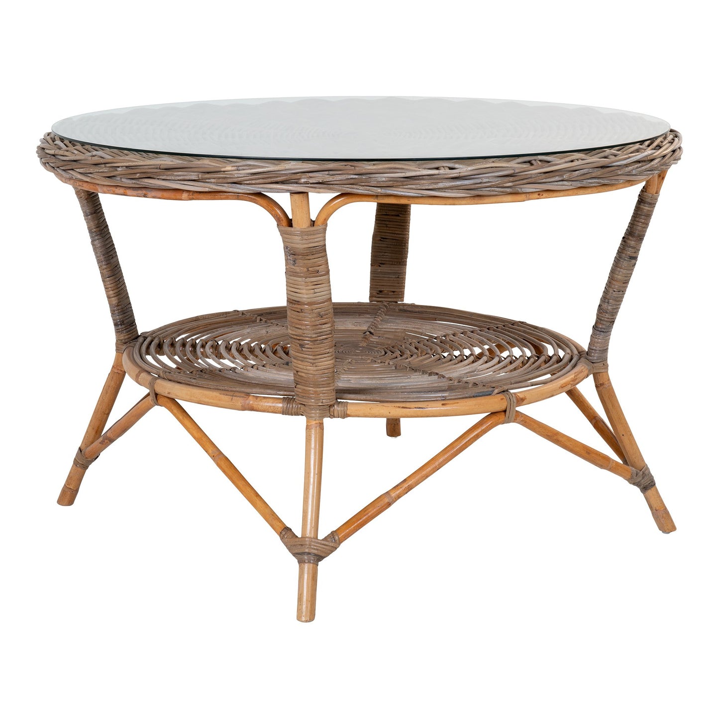 Larisa Spisebord - Spisebord, Kubu Rattan/Glas, Gråø120X77 Cm ⎮ 5713917027286 ⎮ 7001118