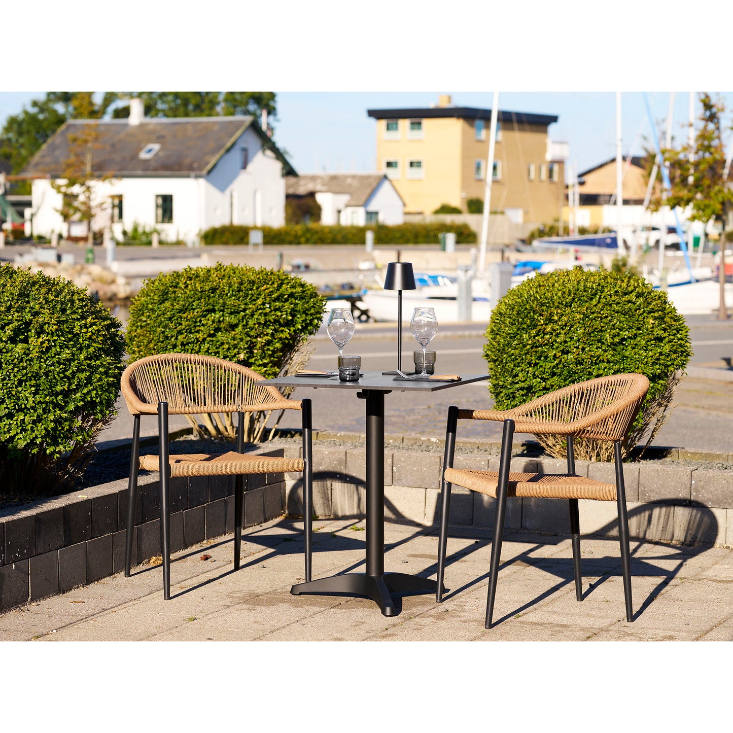 Canari Spisebordsstol - Spisebordsstol, Aluminium/Pe Rattan, Natur, Sort Stel ⎮ Sæt af 2 stk. ⎮ 5713917034635 ⎮ 7001175