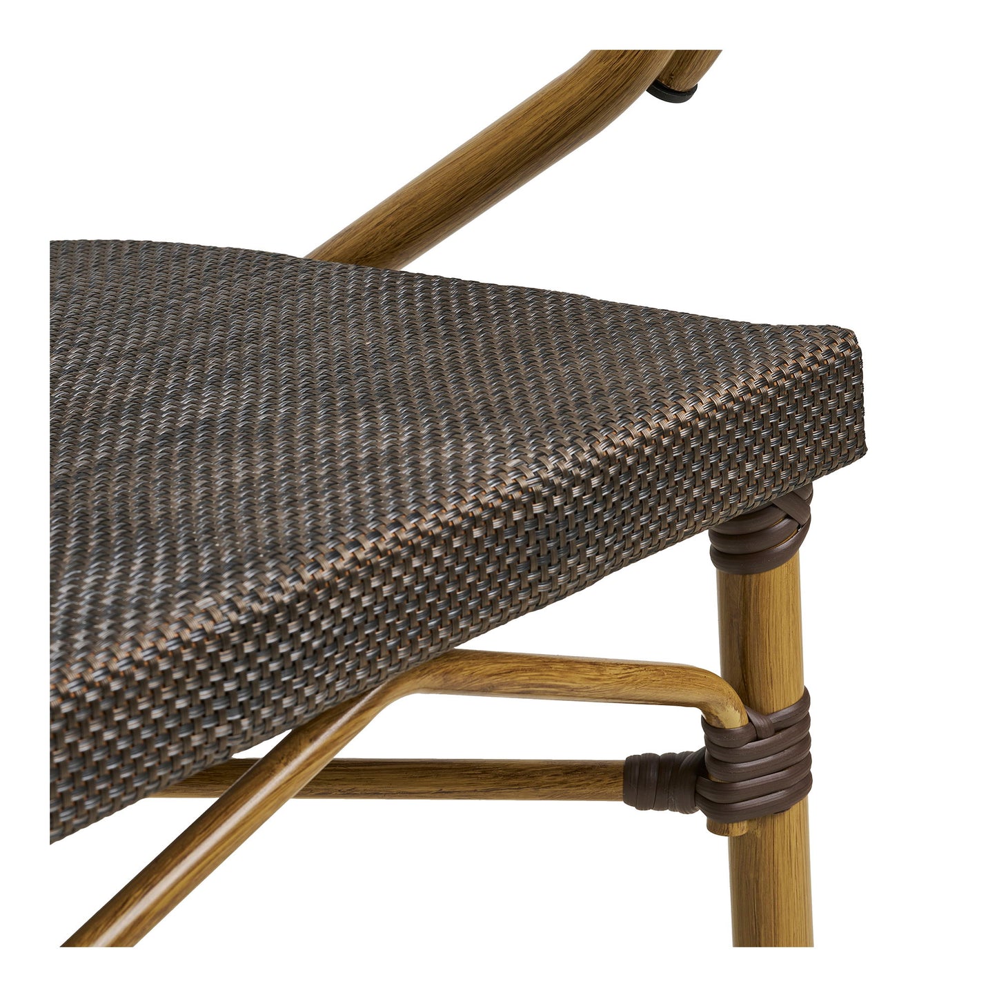 Calda Spisebordsstol - Spisebordsstol, Aluminium/Textilene, Mørkebrun, Bambuslook Ben ⎮ 5713917039548 ⎮ 7001185