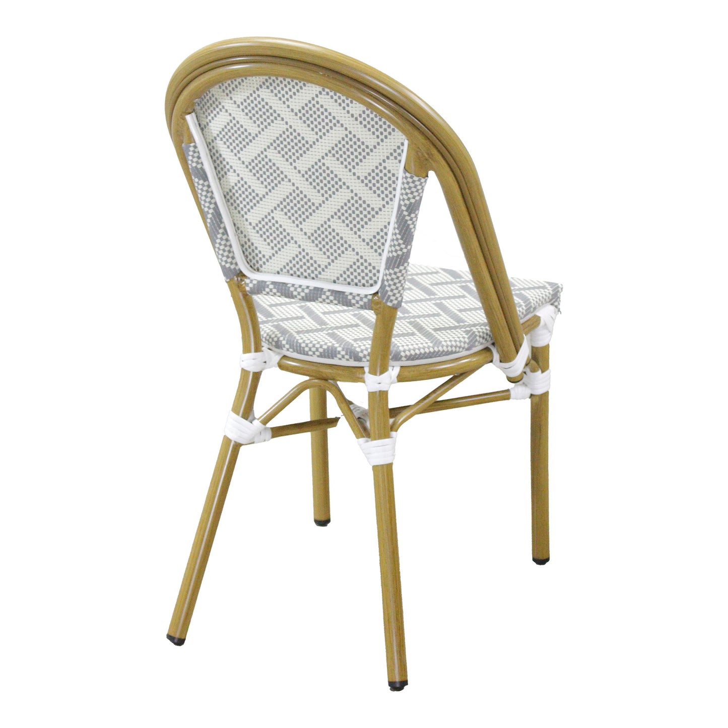 Lauria Spisebordsstol - Spisebordsstol, Aluminium/Textilene, Hvid, Grå, Bambuslook Ben ⎮ 5713917039555 ⎮ 7001186