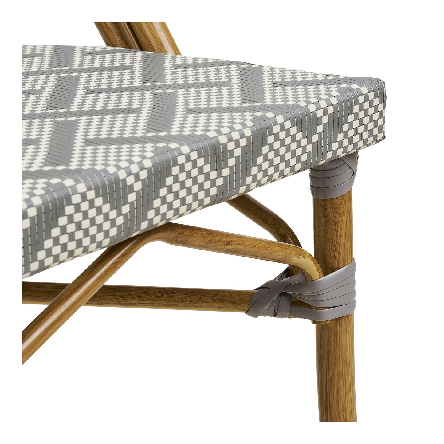 Lauria Spisebordsstol - Spisebordsstol, Aluminium/Textilene, Hvid, Grå, Bambuslook Ben ⎮ 5713917039555 ⎮ 7001186