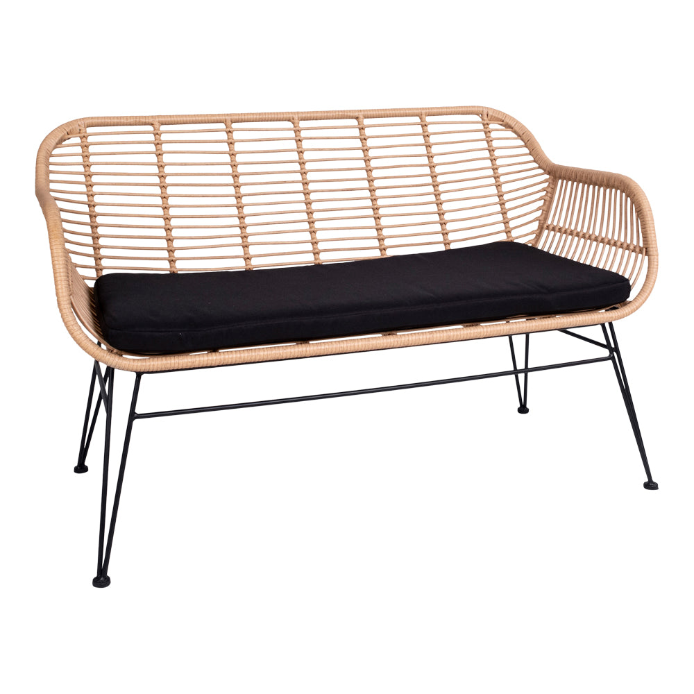 Trieste Sofa - Sofa I Polyrattan Med Hynde, Natur Med Sorte Ben ⎮ 5713917006786 ⎮ 7051010