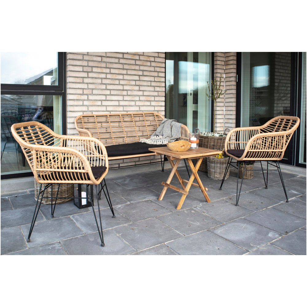 Trieste Sofa - Sofa I Polyrattan Med Hynde, Natur Med Sorte Ben ⎮ 5713917006786 ⎮ 7051010