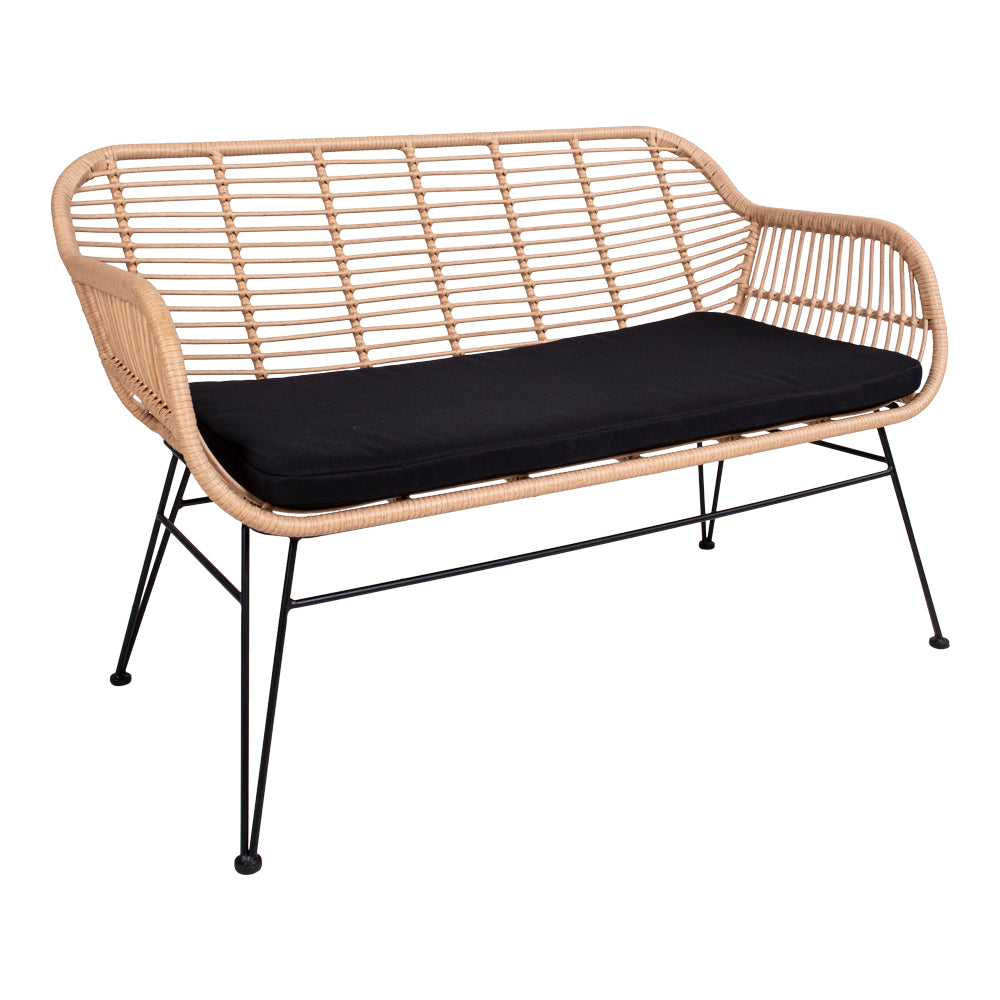 Trieste Sofa - Sofa I Polyrattan Med Hynde, Natur Med Sorte Ben ⎮ 5713917006786 ⎮ 7051010