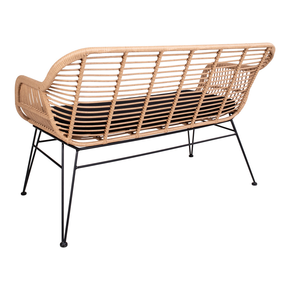 Trieste Sofa - Sofa I Polyrattan Med Hynde, Natur Med Sorte Ben ⎮ 5713917006786 ⎮ 7051010