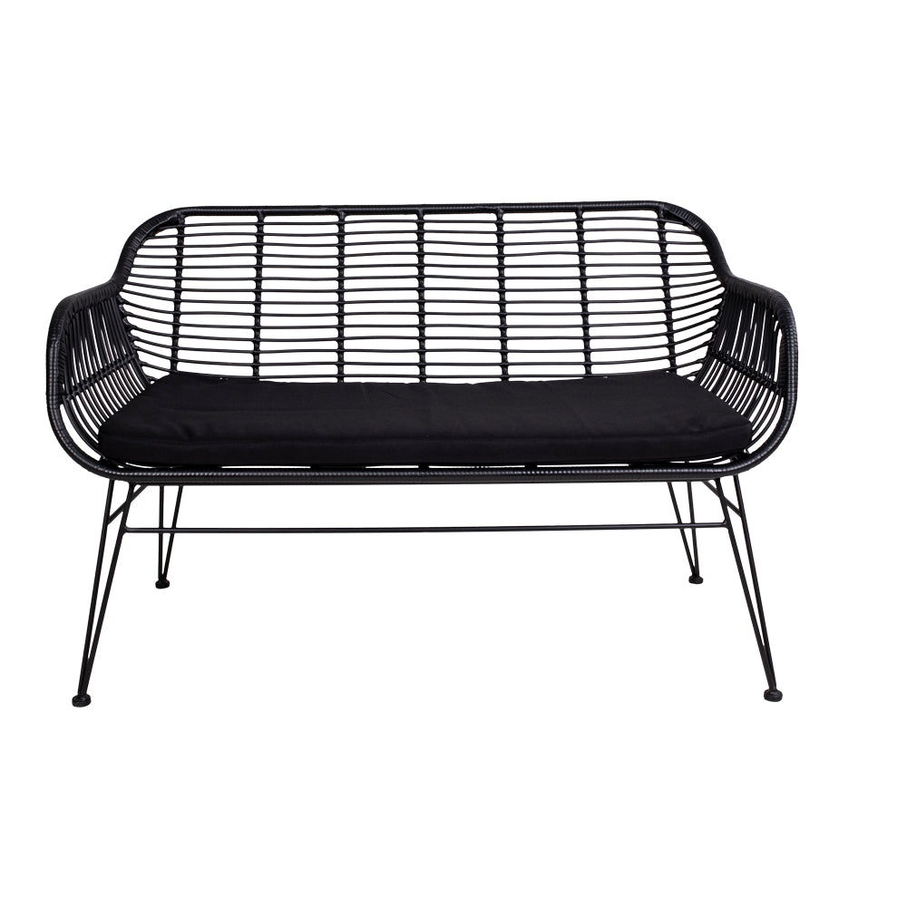 Trieste Sofa - Sofa I Polyrattan Med Hynde, Sort Med Sorte Ben ⎮ 5713917006793 ⎮ 7051011