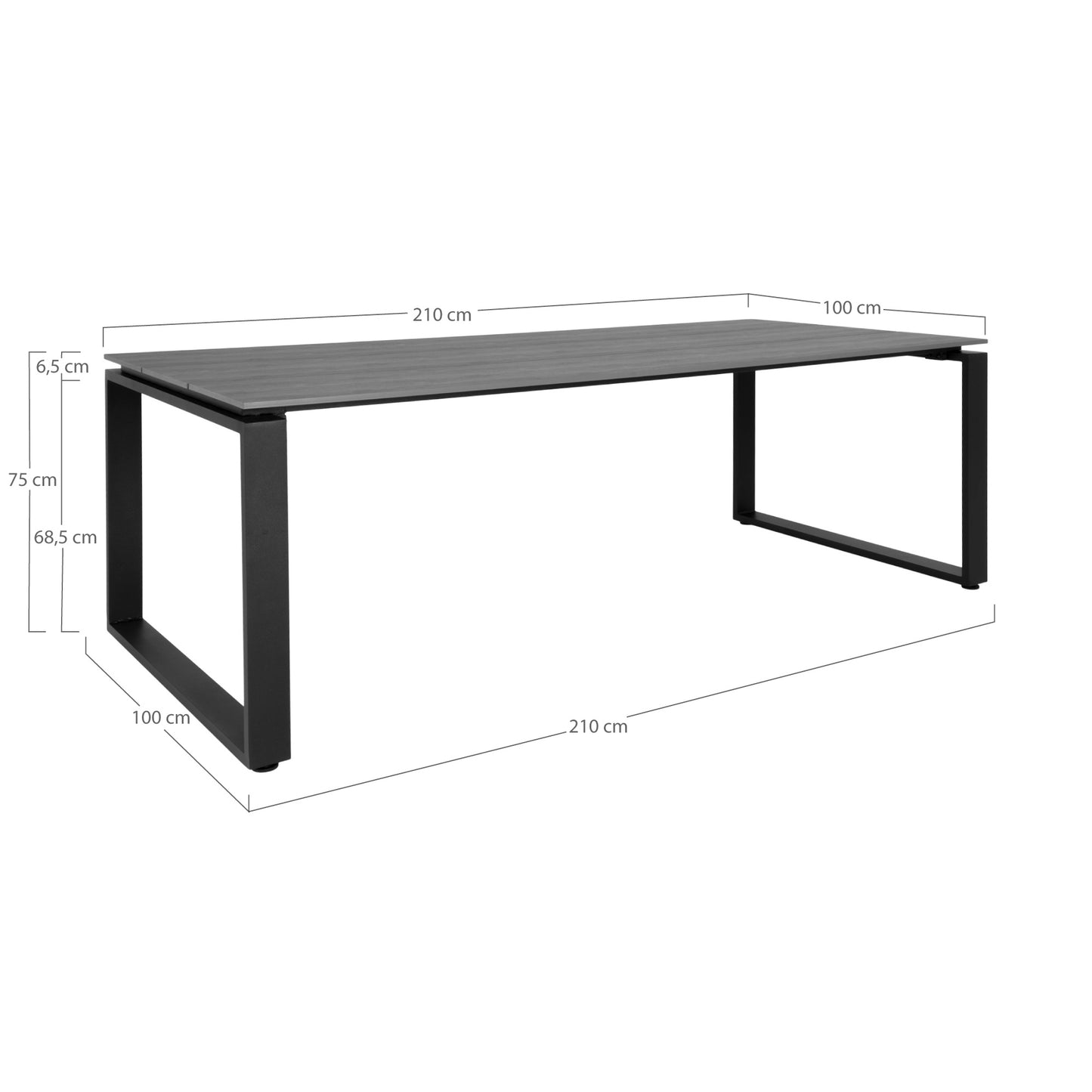Denver Spisebord - Spisebord Med Bordplade I Grå Nonwood Og Sorte Ben 210X100X75 Cm ⎮ 5713917003884 ⎮ 7501022