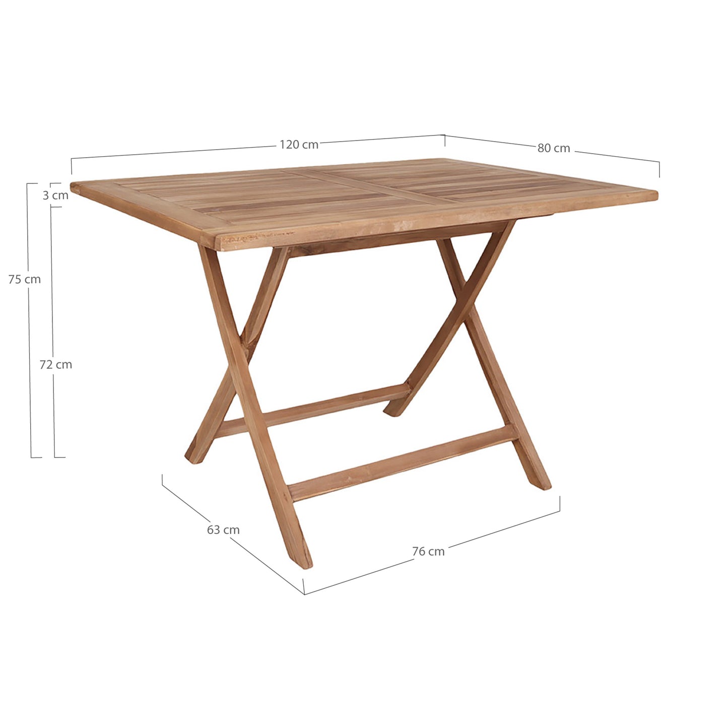 Oviedo Spisebord - Spisebord, Teak, Natur 120X80X75 Cm ⎮ 5713917007714 ⎮ 7501060