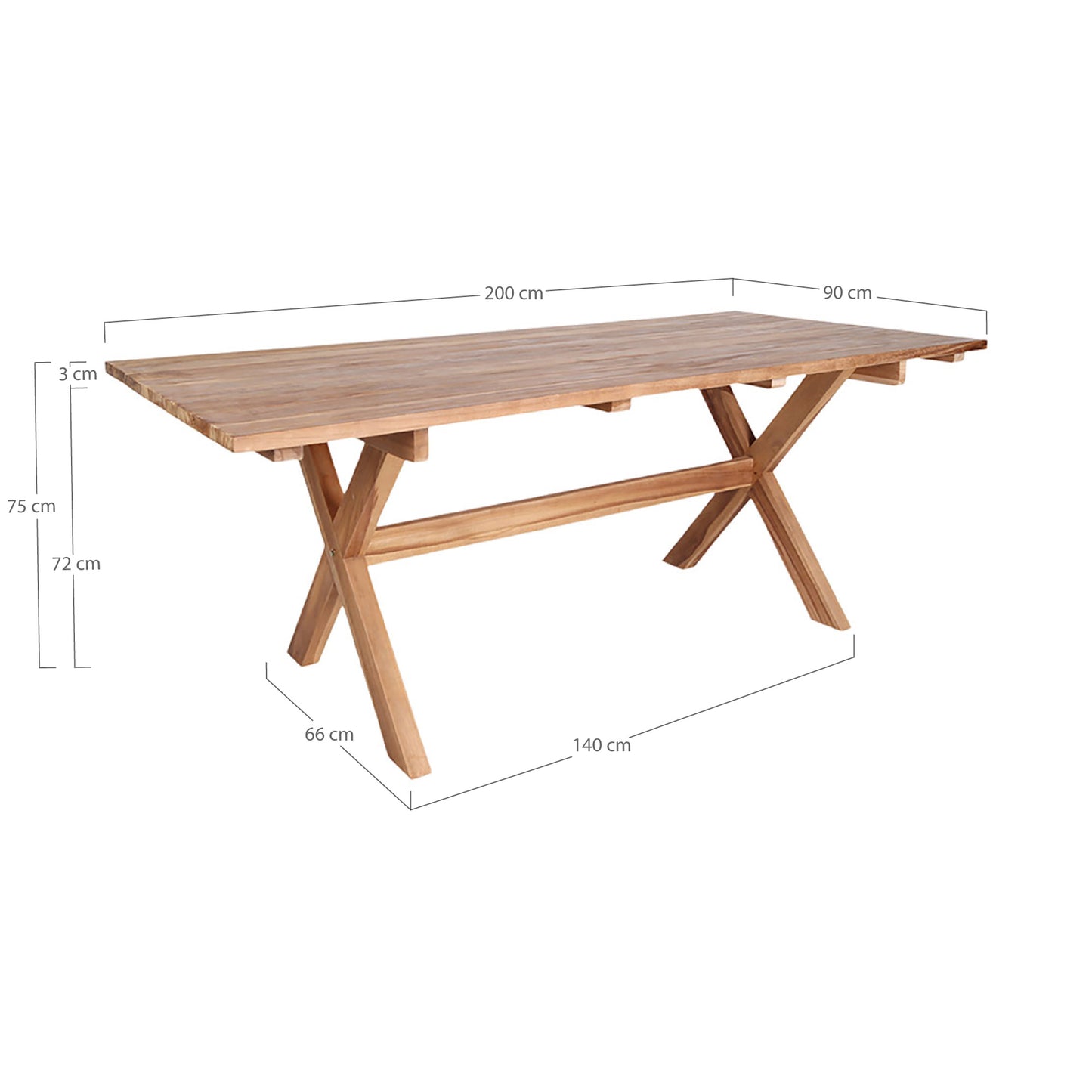 Murcia Spisebord - Spisebord, Teak, Natur 200X90X75 Cm ⎮ 5713917009459 ⎮ 7501090
