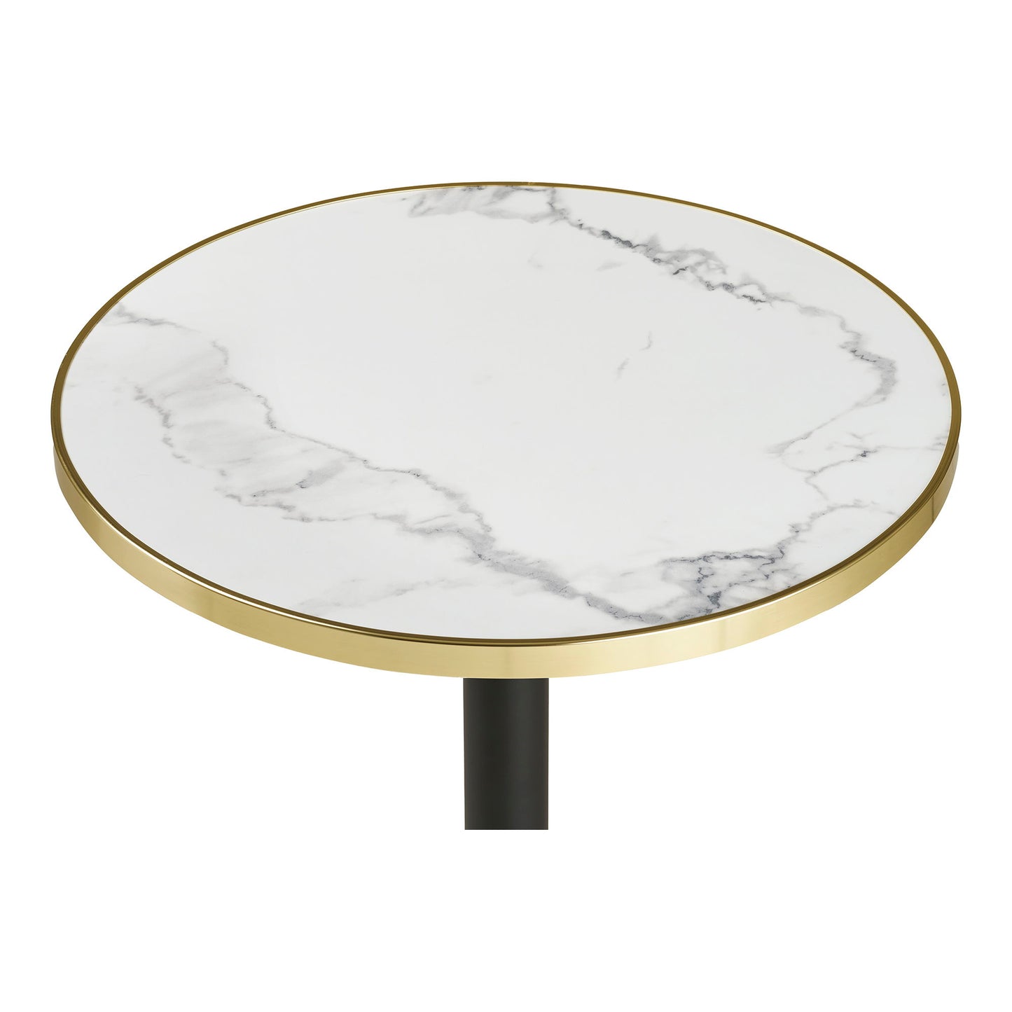 Cafébord - Cafébord, Marmor Look Bordplade, Hvid Med Guldkant, Sorte Ben, Aluminium Ø60X73 Cm ⎮ 5713917038534 ⎮ 7501176