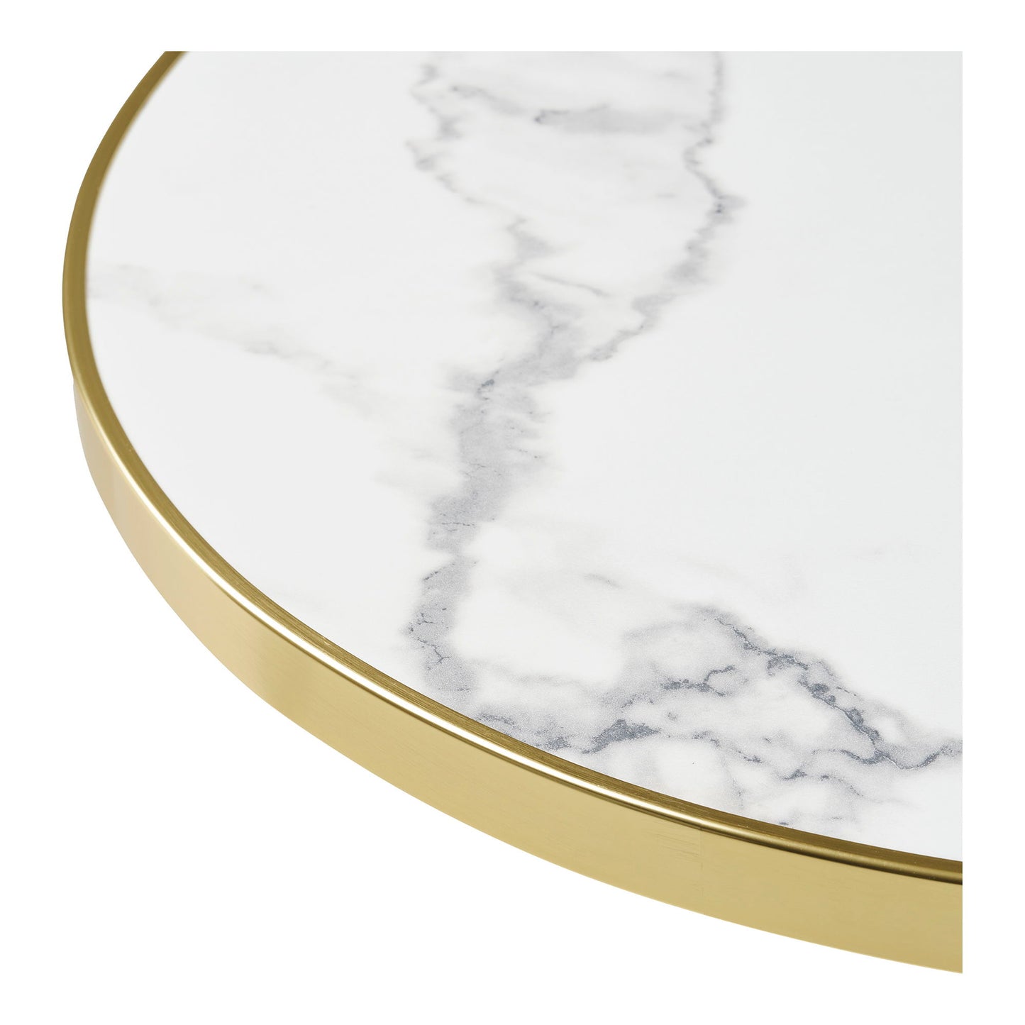 Cafébord - Cafébord, Marmor Look Bordplade, Hvid Med Guldkant, Sorte Ben, Aluminium Ø60X73 Cm ⎮ 5713917038534 ⎮ 7501176