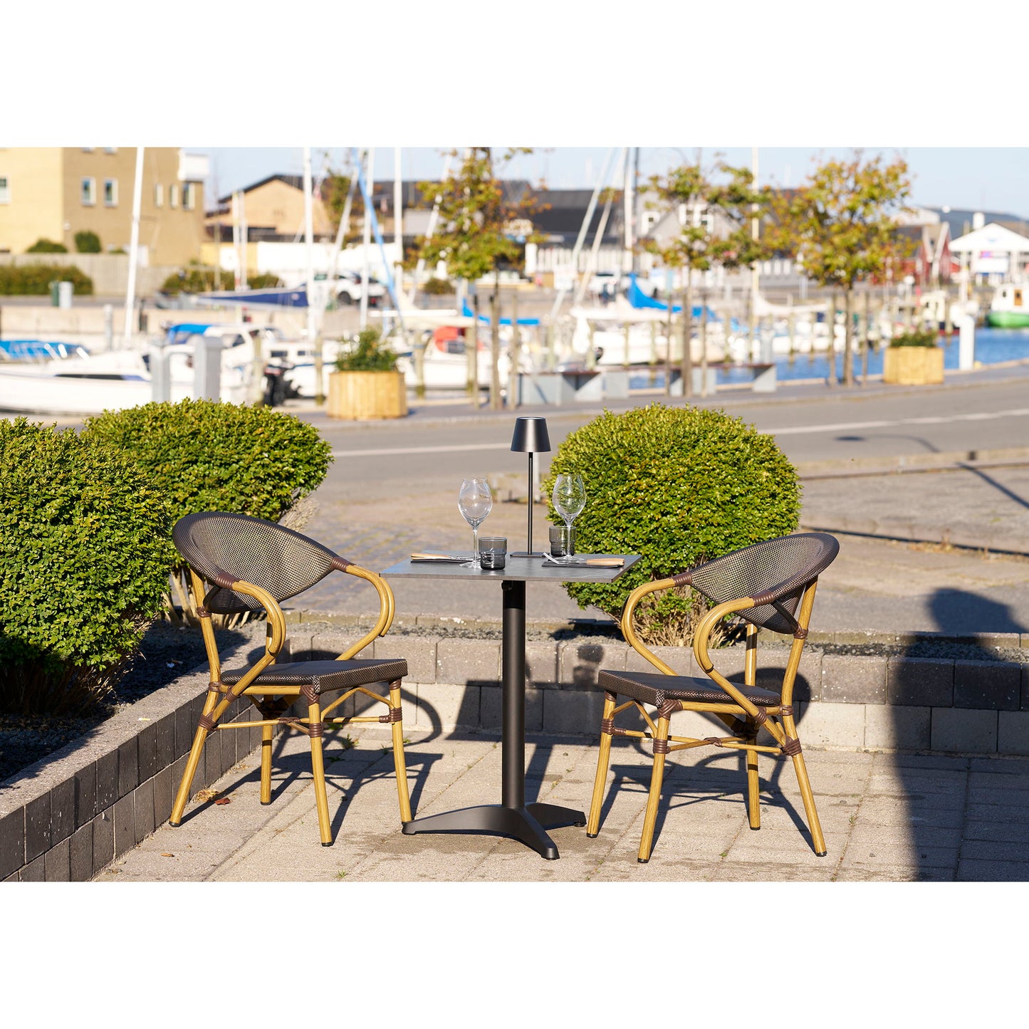 Cafébord - Cafébord, Marmor Look Bordplade, Mørkegrå, Sorte Ben, Aluminium 60X60X73 Cm ⎮ 5713917038572 ⎮ 7501181