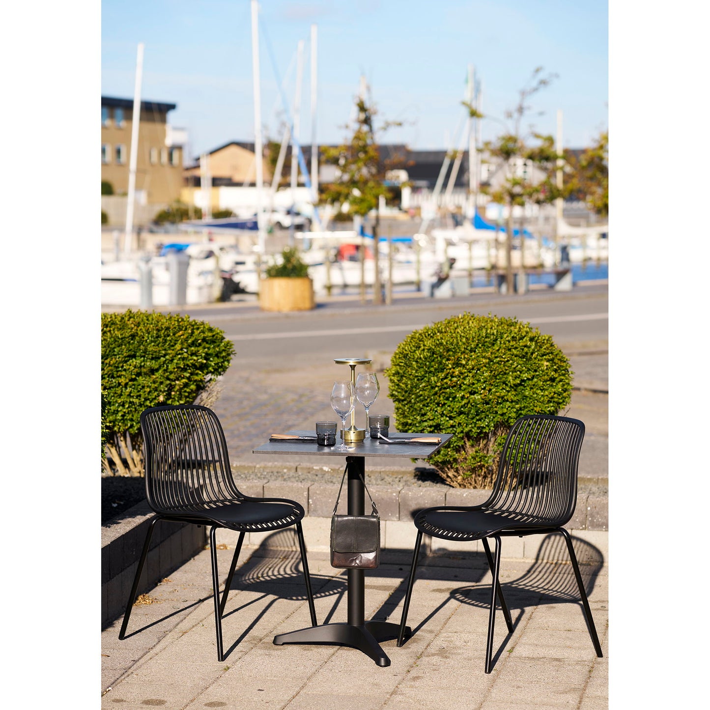 Cafébord - Cafébord, Marmor Look Bordplade, Mørkegrå, Sorte Ben, Aluminium 60X60X73 Cm ⎮ 5713917038572 ⎮ 7501181