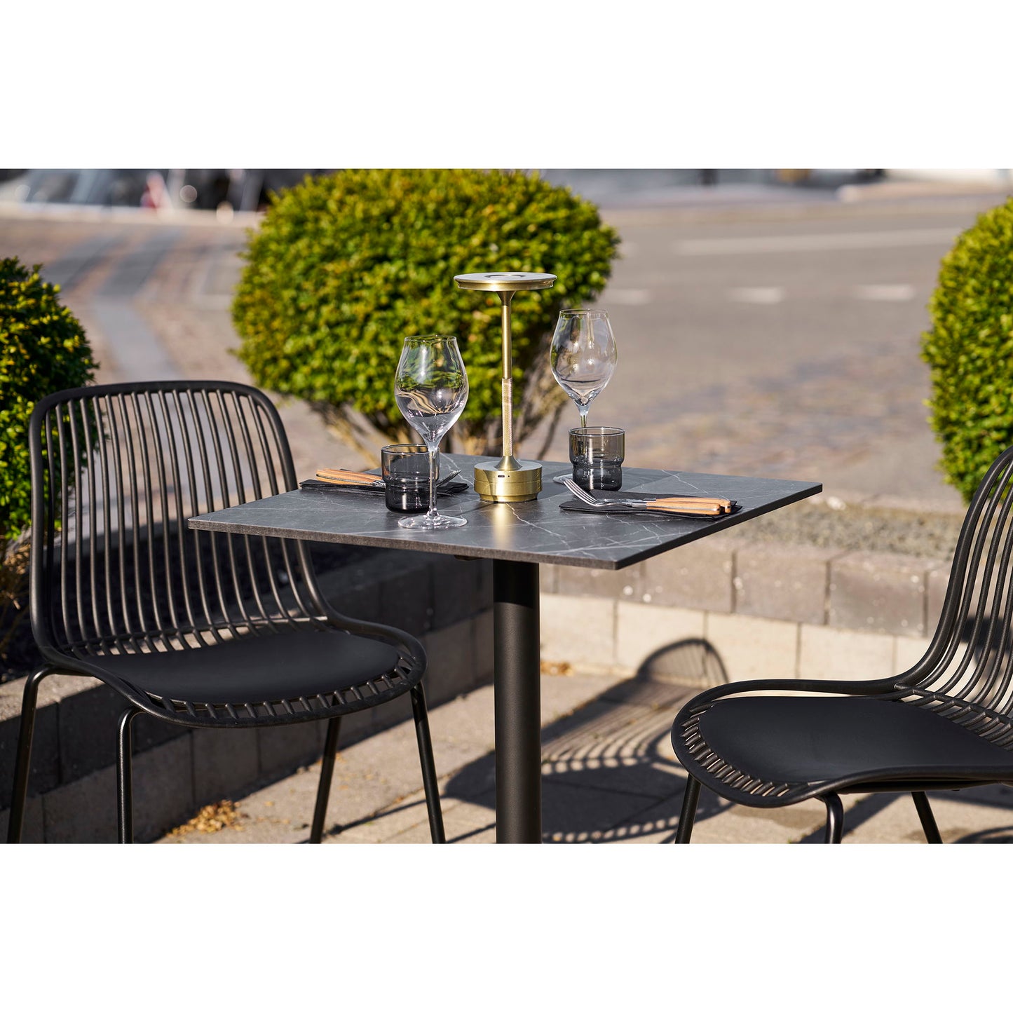 Cafébord - Cafébord, Marmor Look Bordplade, Mørkegrå, Sorte Ben, Aluminium 60X60X73 Cm ⎮ 5713917038572 ⎮ 7501181