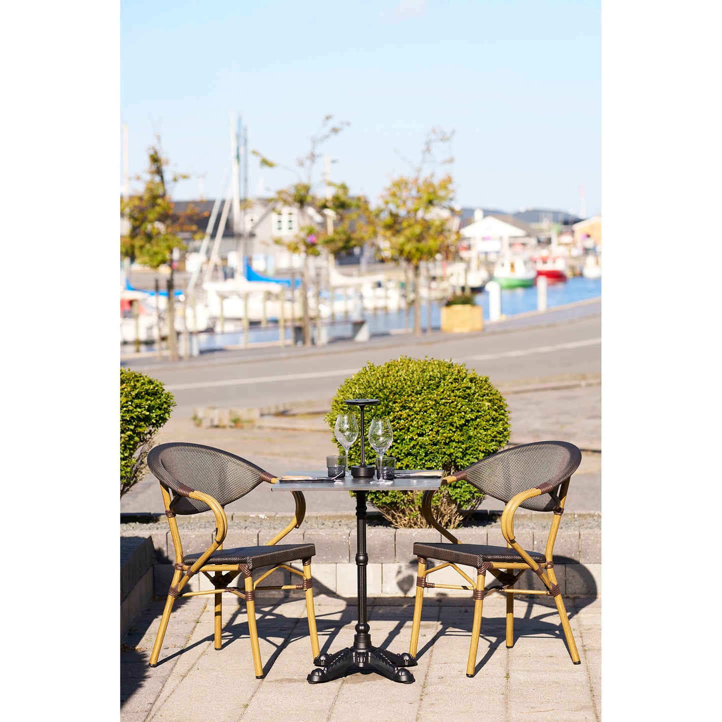 Cafébord - Cafébord, Marmor Look Bordplade, Mørkegrå, Sorte Ben, Aluminium 60X60X73 Cm ⎮ 5713917039036 ⎮ 7501182