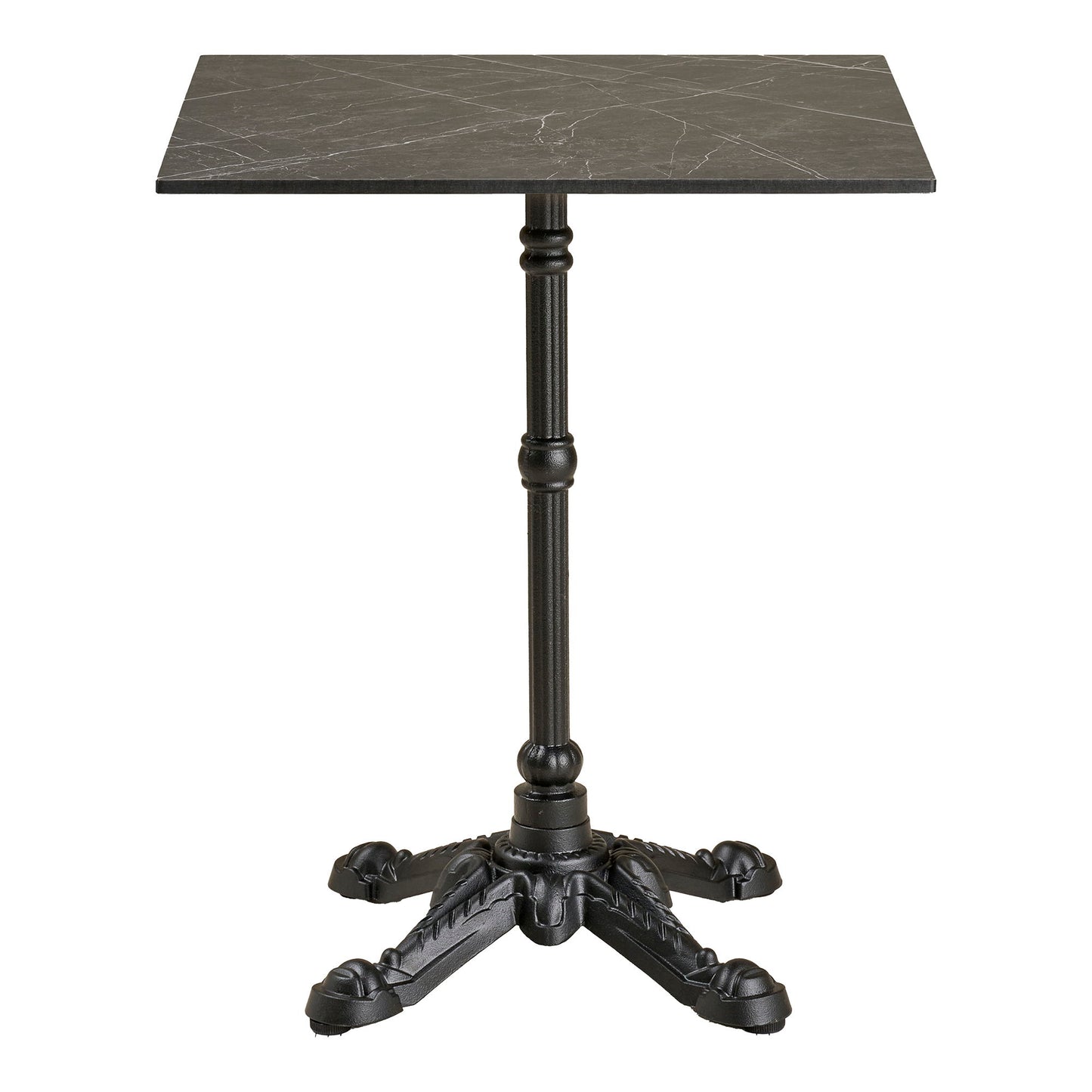 Cafébord - Cafébord, Marmor Look Bordplade, Mørkegrå, Sorte Ben, Aluminium 60X60X73 Cm ⎮ 5713917039036 ⎮ 7501182