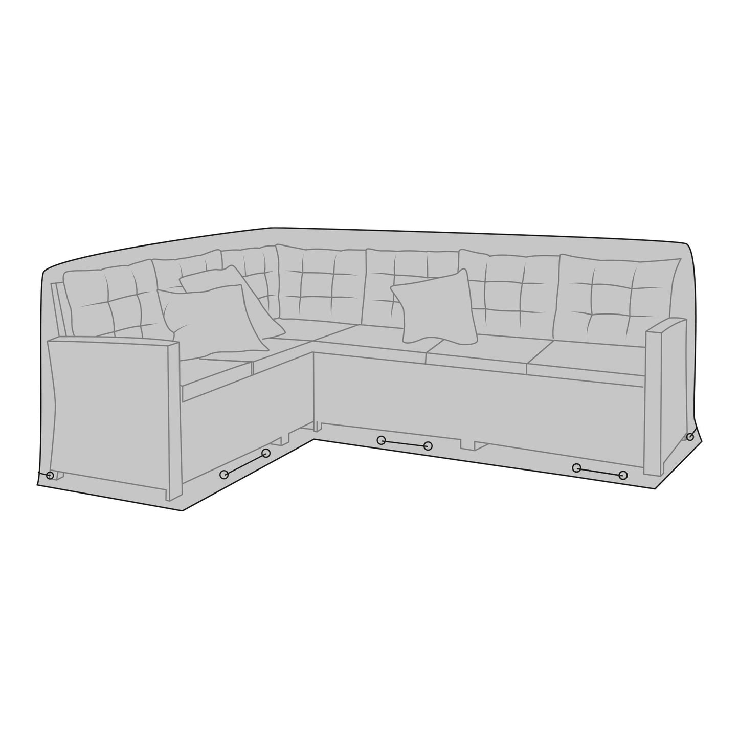 Luksus Overtræk - Luksus Overtræk Til Højre/Venstrevendt Hjørnesæt, 210G/M2 600D Polyester Pu Behandlet, Vandafvisende, Sort ⎮ 5713917026685 ⎮ 7701095