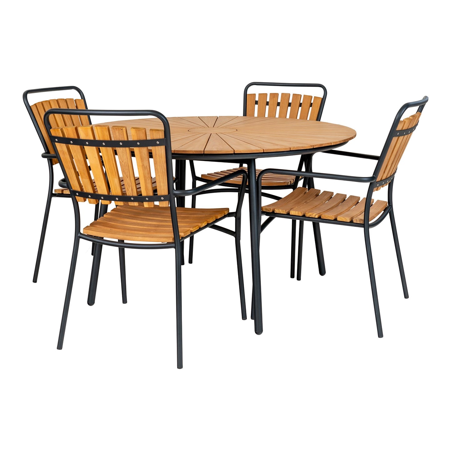 Cleveland Spisebord - Spisebord, Teak Bordplade, Natur, Sorte Ben Ø130X74 Cm ⎮ 5713917026272 ⎮ 7801180