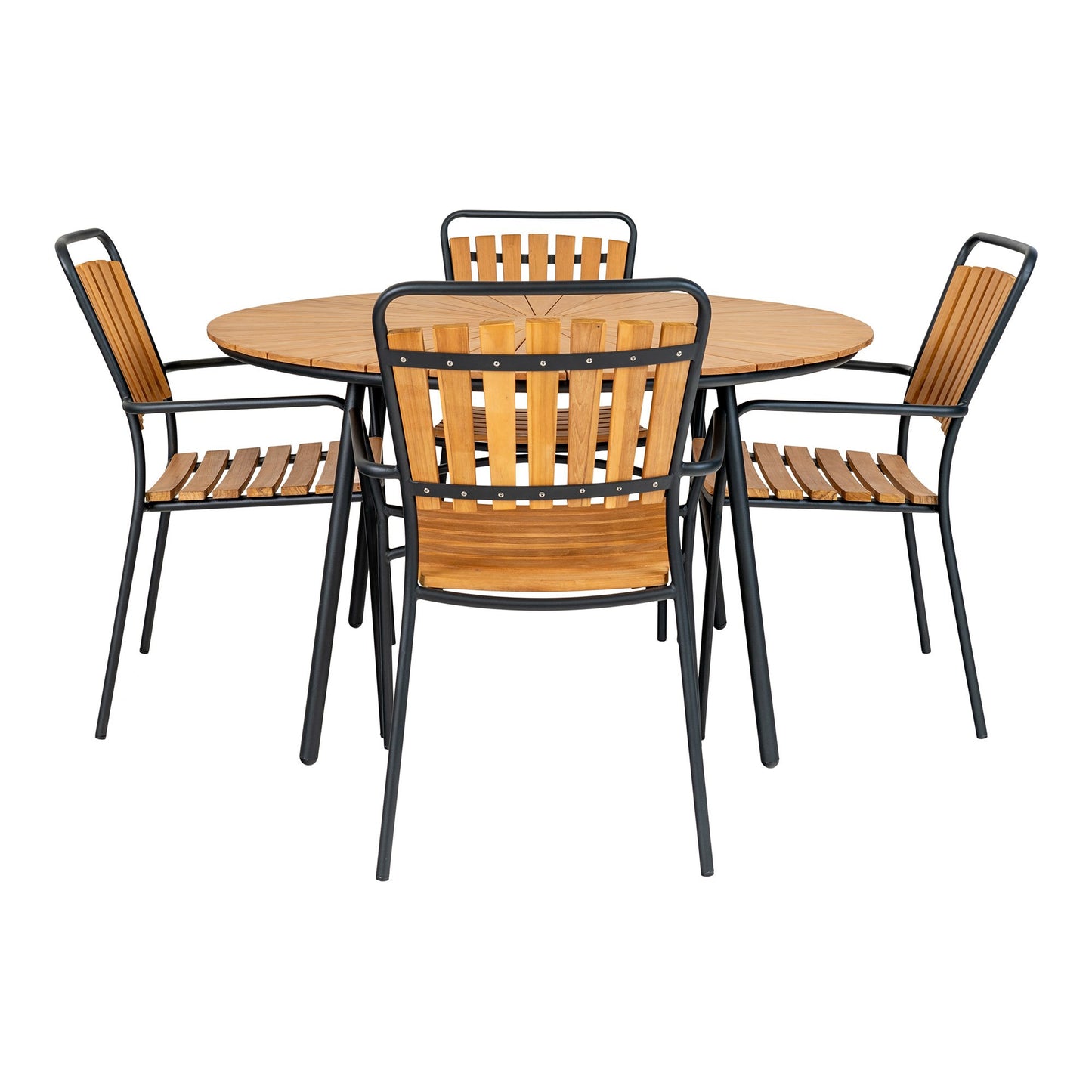 Cleveland Spisebord - Spisebord, Teak Bordplade, Natur, Sorte Ben Ø130X74 Cm ⎮ 5713917026272 ⎮ 7801180
