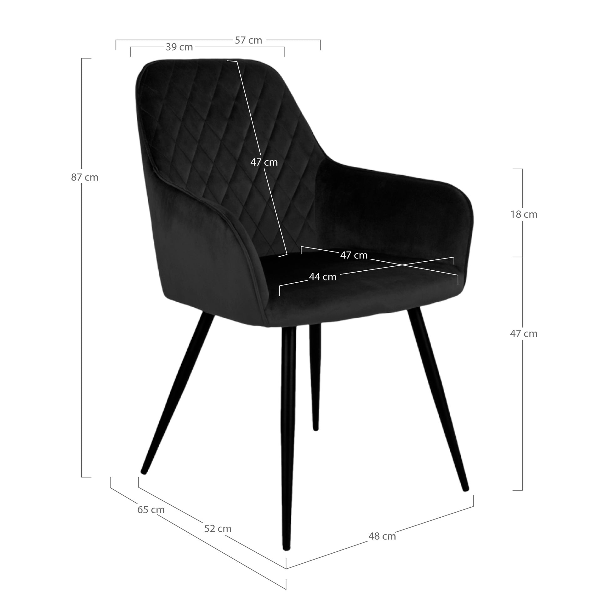 Harbo Spisebordsstol - Spisebordsstol, Velour, Sort, Sorte Ben, Hn1207 ⎮ Sæt af 2 stk. ⎮ 5713917017676 ⎮ 1001159 