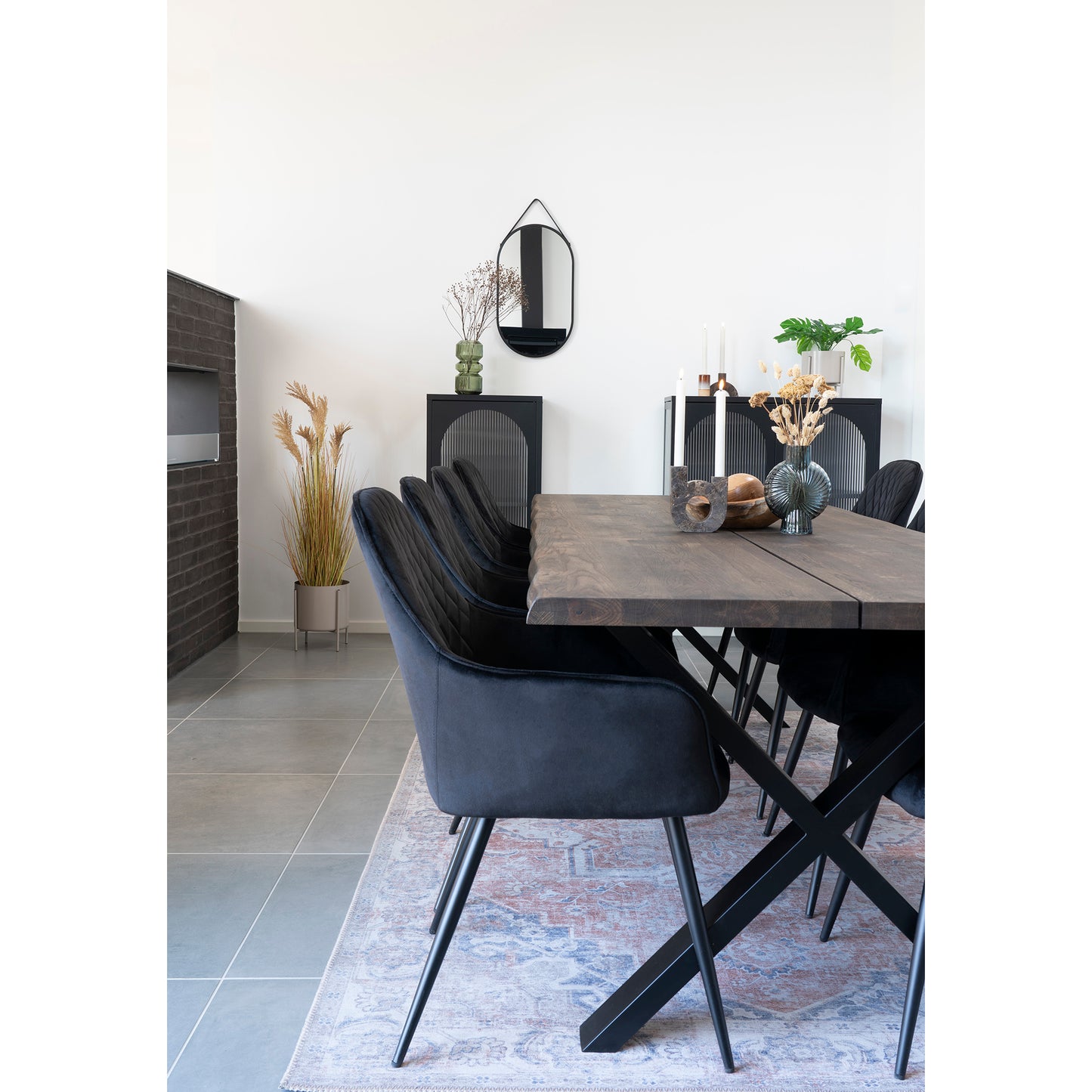 Harbo Spisebordsstol - Spisebordsstol, Velour, Sort, Sorte Ben, Hn1207 ⎮ Sæt af 2 stk. ⎮ 5713917017676 ⎮ 1001159 