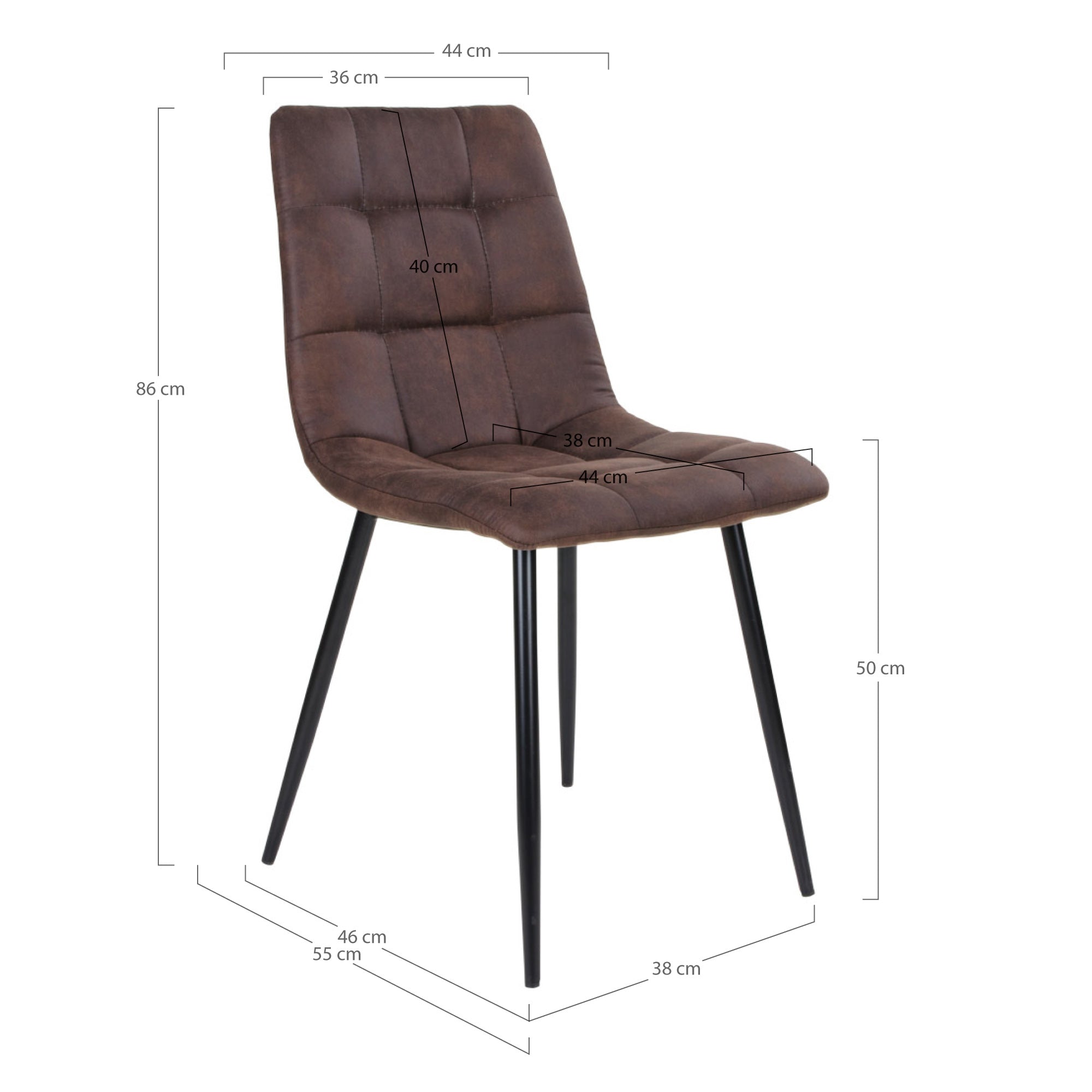 Middelfart Spisebordsstol - Spisebordsstol I Microfiber, Mørkebrun Med Sorte Ben ⎮ Sæt af 2 stk. ⎮ 5713917000432 ⎮ 1001191 